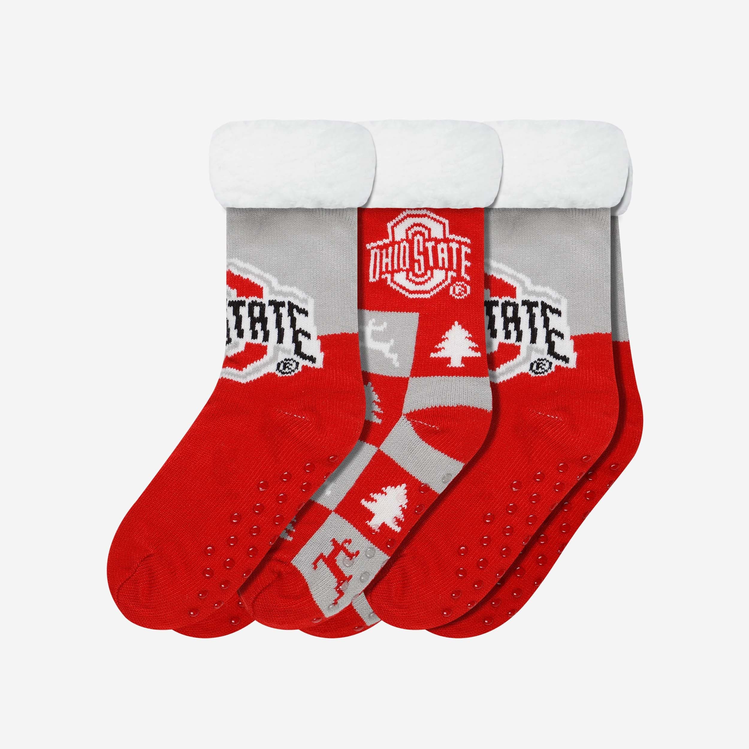 Ohio State Buckeyes Women's Fanatic 3-Pack Footy Slipper Socks