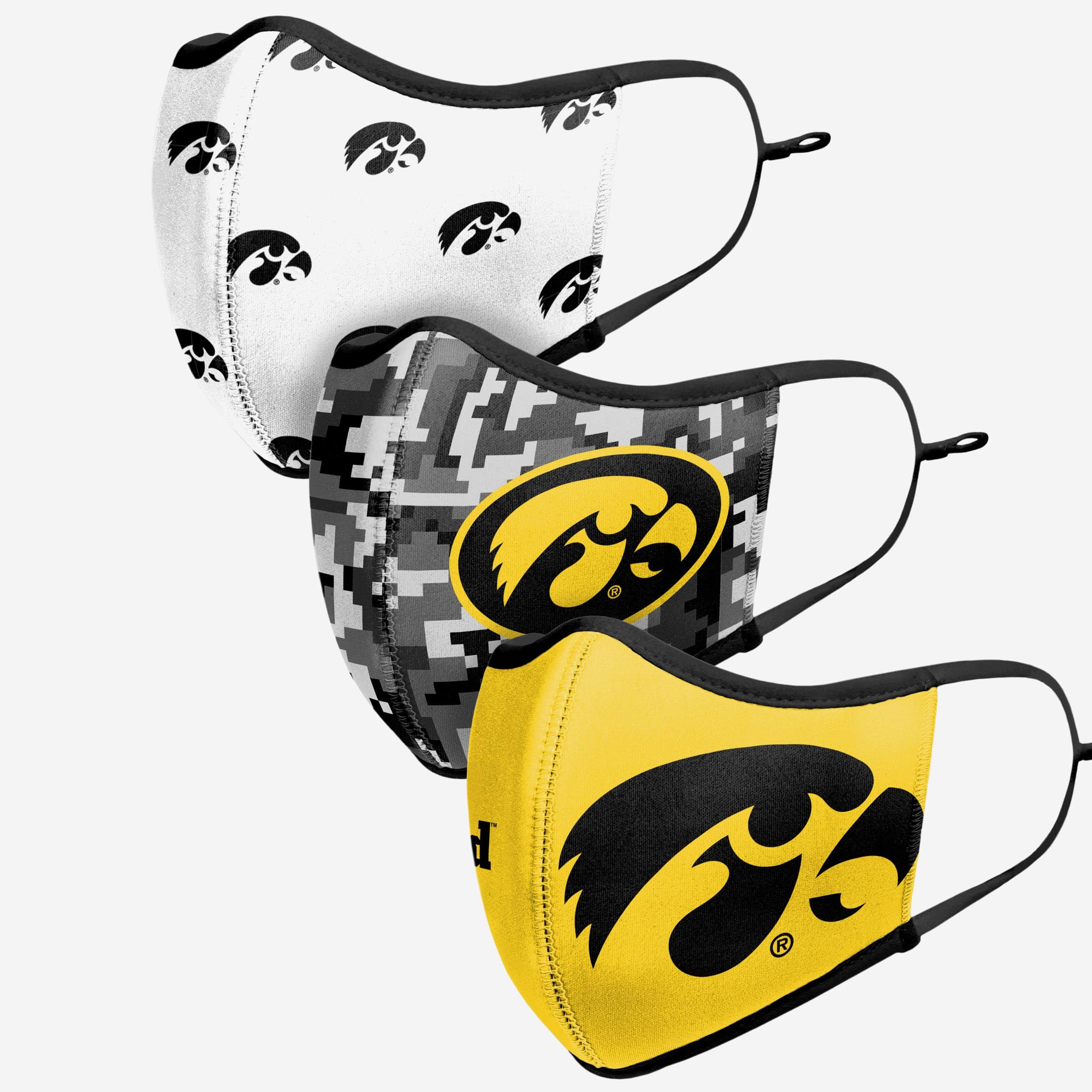 Iowa Hawkeyes 3-Pack Thematic Sports Face Covers - Show Your Team Spirit!