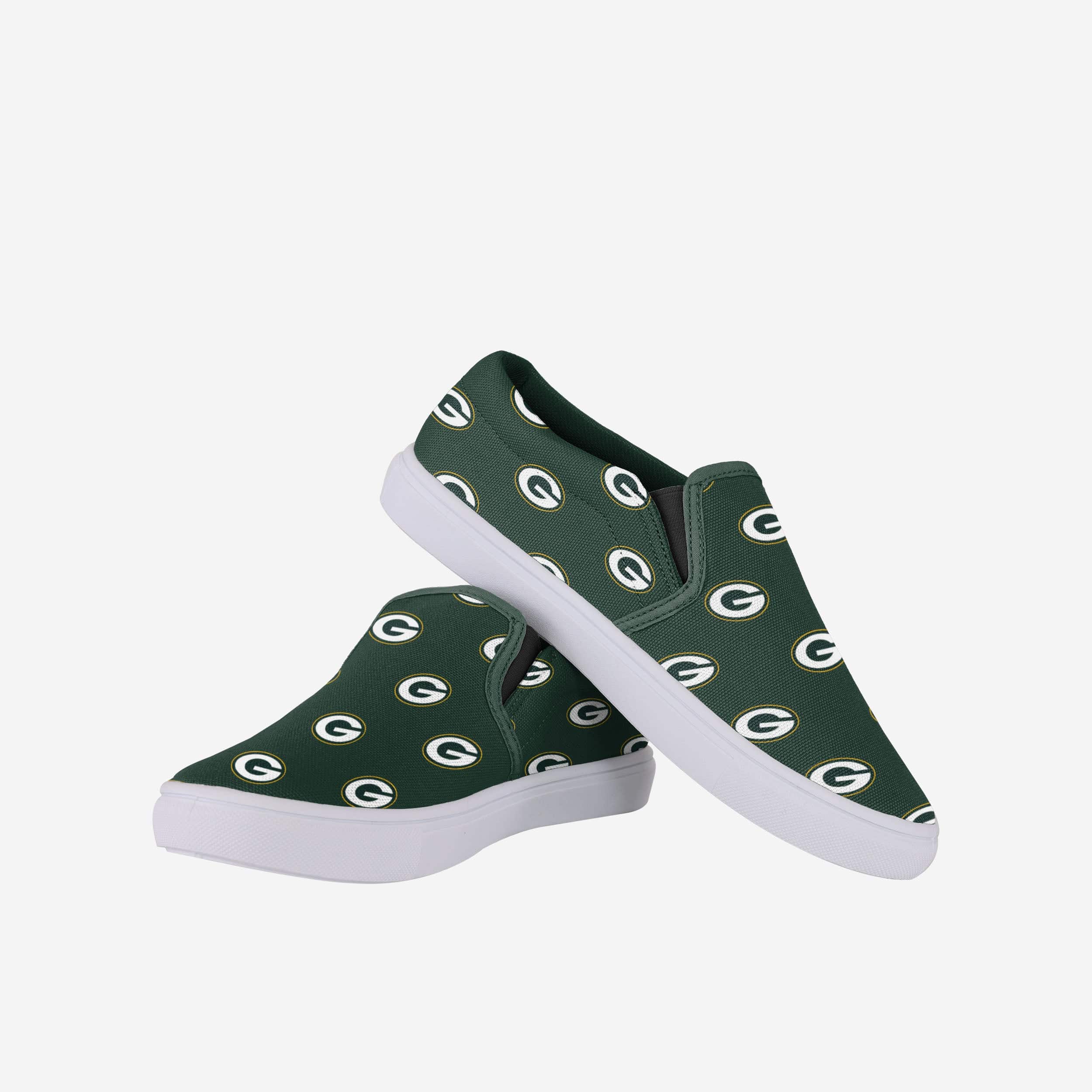 Stylish Green Bay Packers Women's Slip-On Canvas Shoes with Repeat Logo