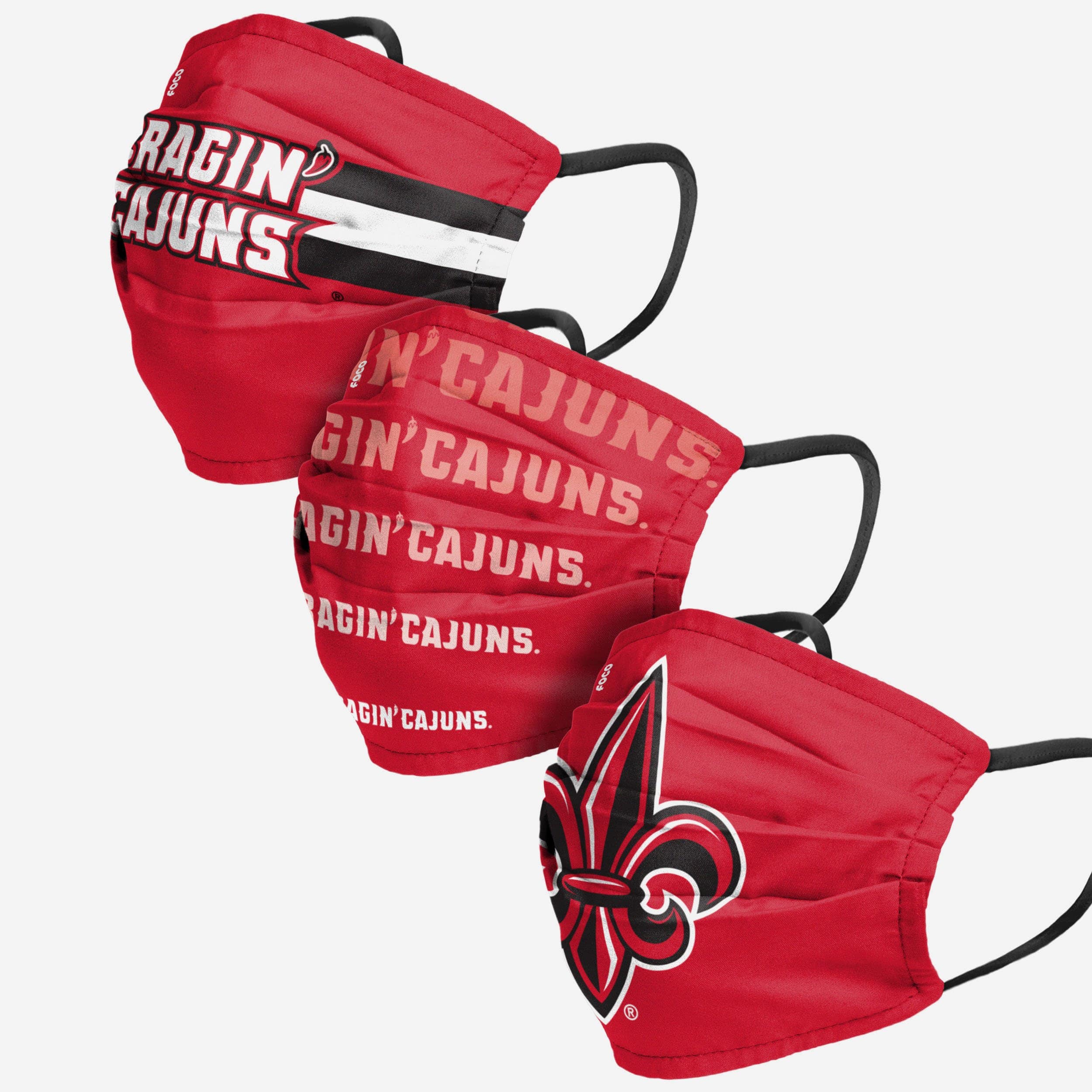 Louisiana Ragin' Cajuns Matchday Face Cover 3-Pack - Represent Your Team in Style!