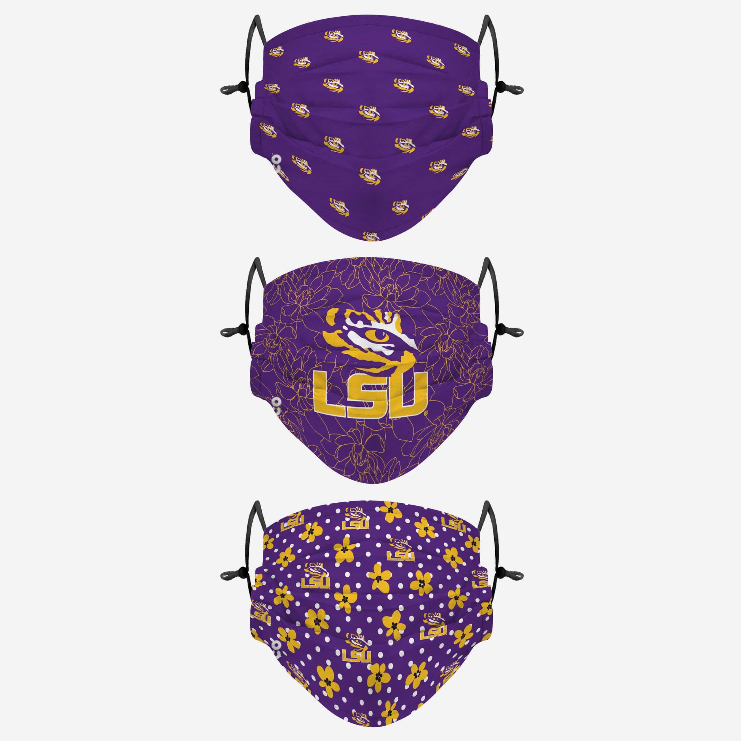 LSU Tigers Gameday Gardener 3-Pack Face Cover - Show Your Team Spirit!