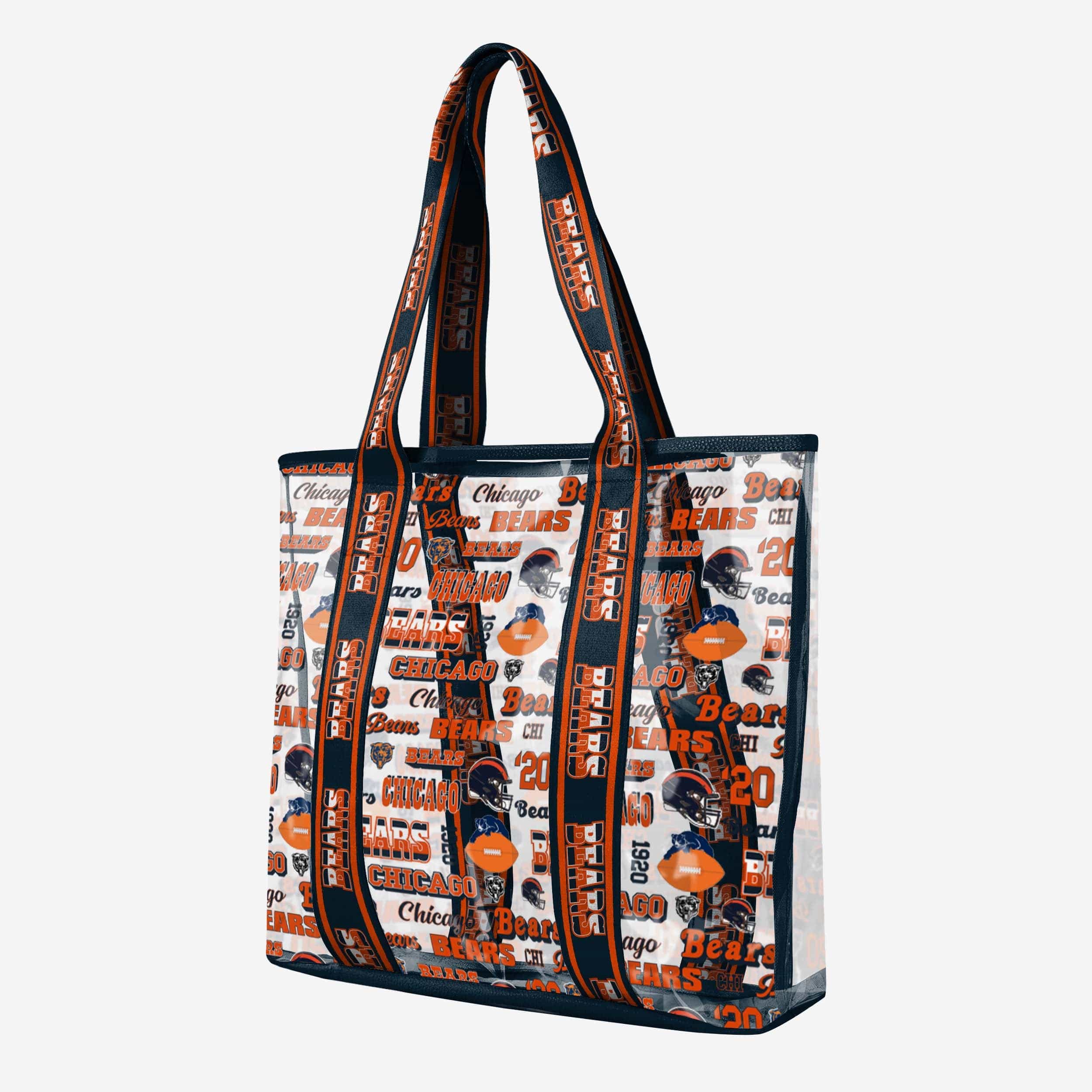 Chicago Bears Retro Print Clear Tote Bag: Show Your Fandom!