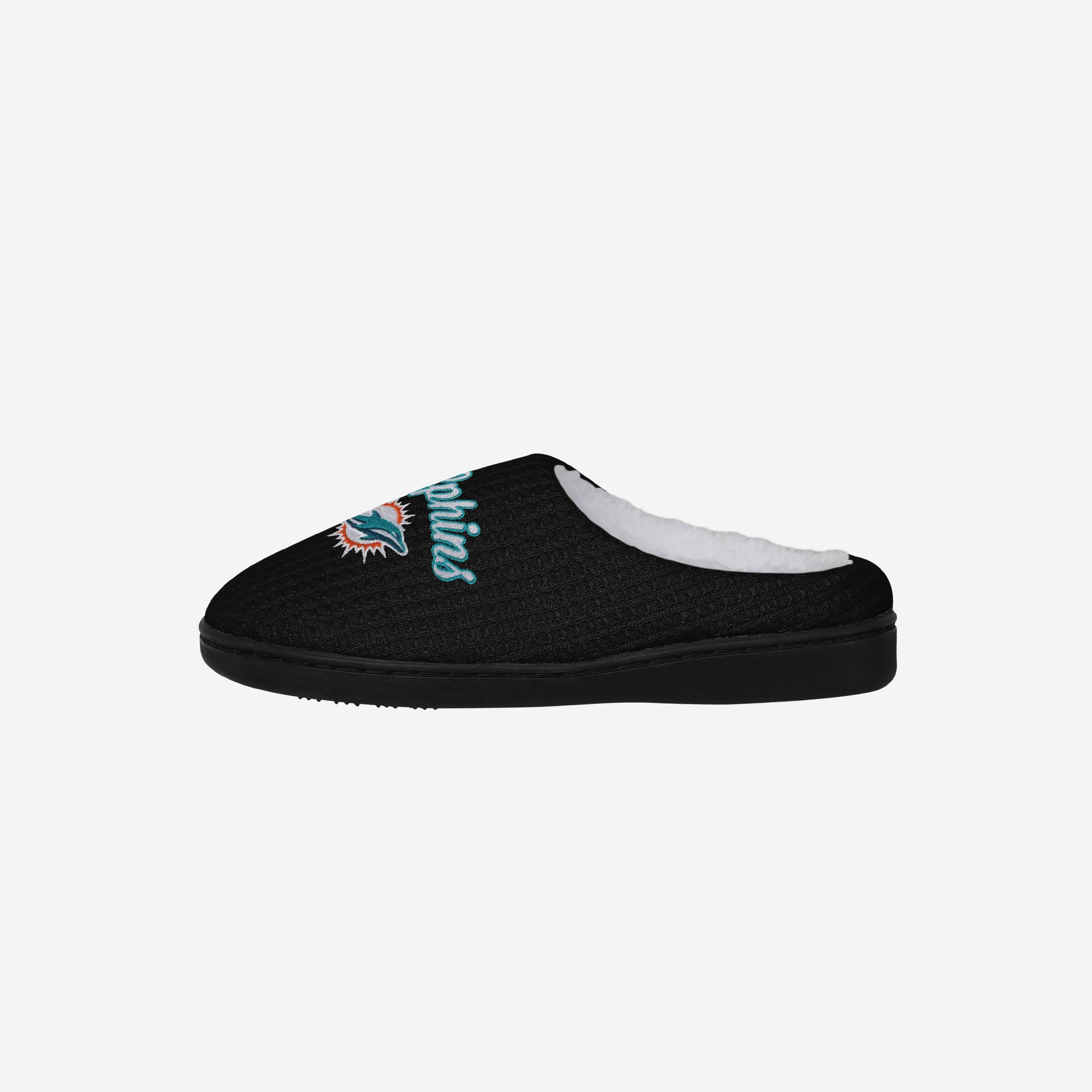 Get Your Game On! Miami Dolphins Women's Cozy Sherpa Lined Memory Foam Slippers