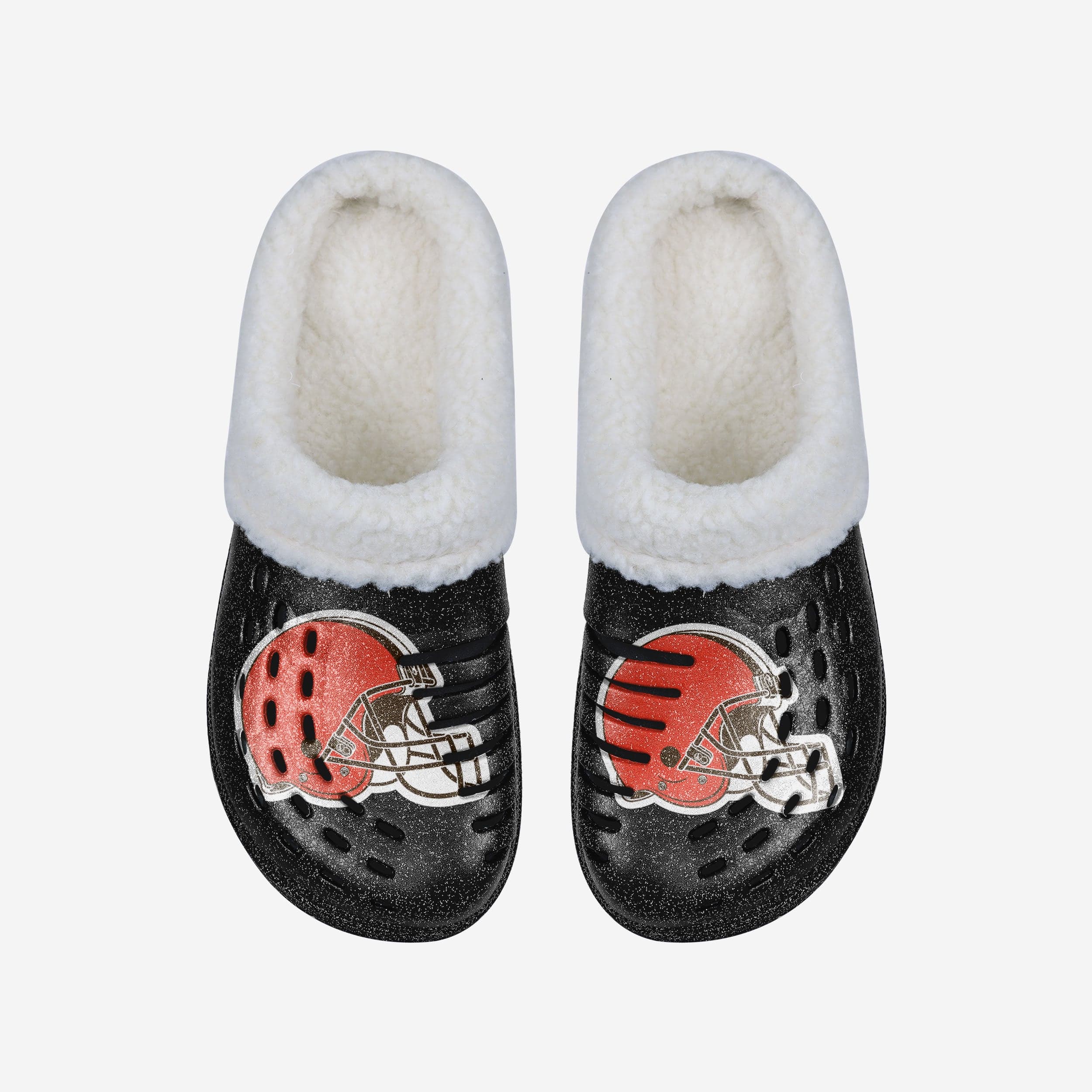 Sparkling Cleveland Browns Women's Sherpa-Lined Glitter Clogs