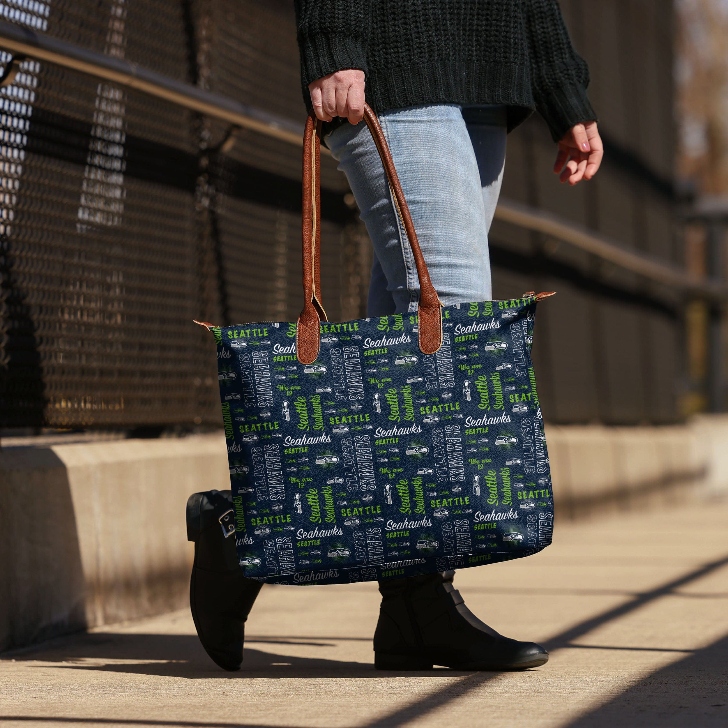Seattle Seahawks Spirited Style Printed Tote Bag - Show Your Team Pride!