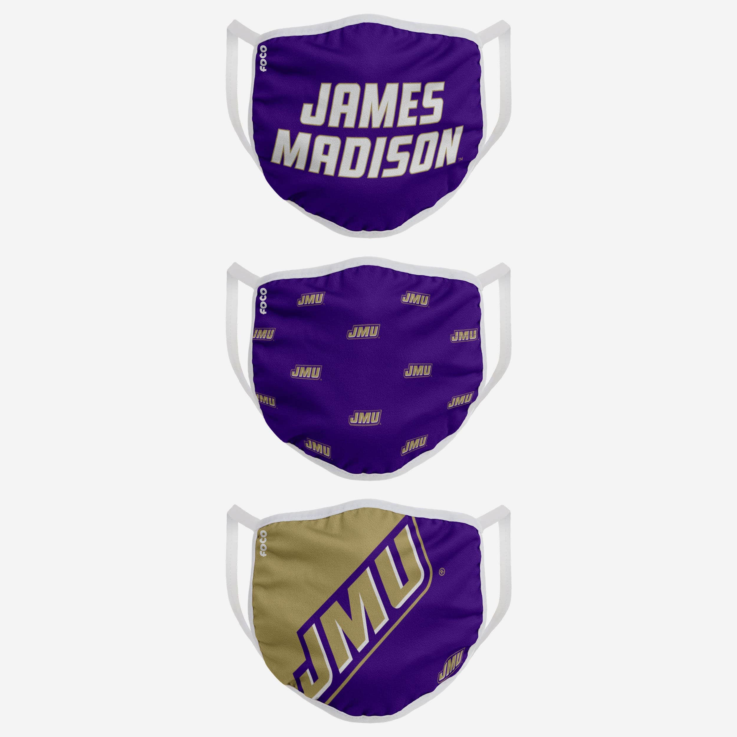 James Madison Dukes 3-Pack Team Spirit Face Covers