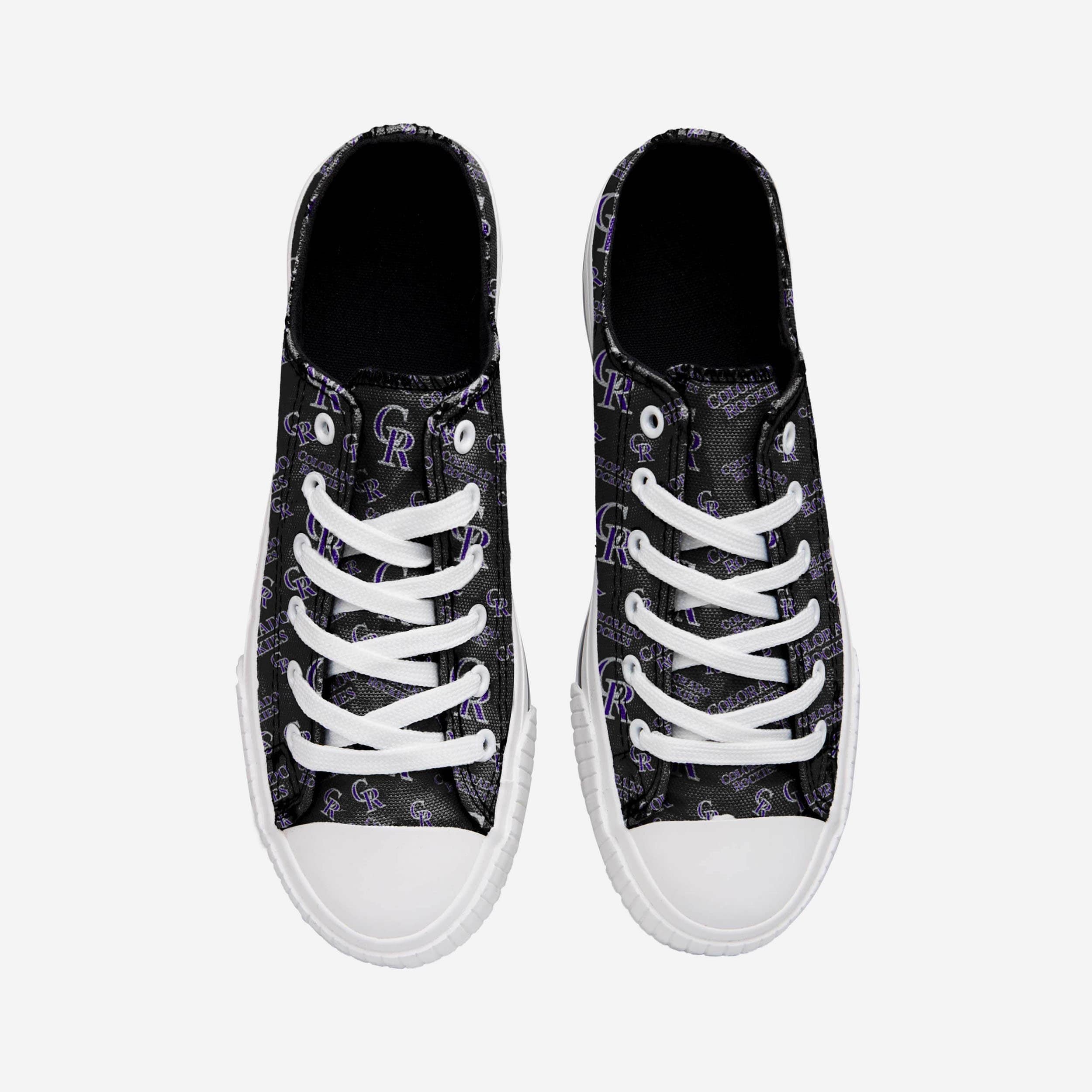 Colorado Rockies Women's Stylish Low-Top Repeat Print Canvas Shoes