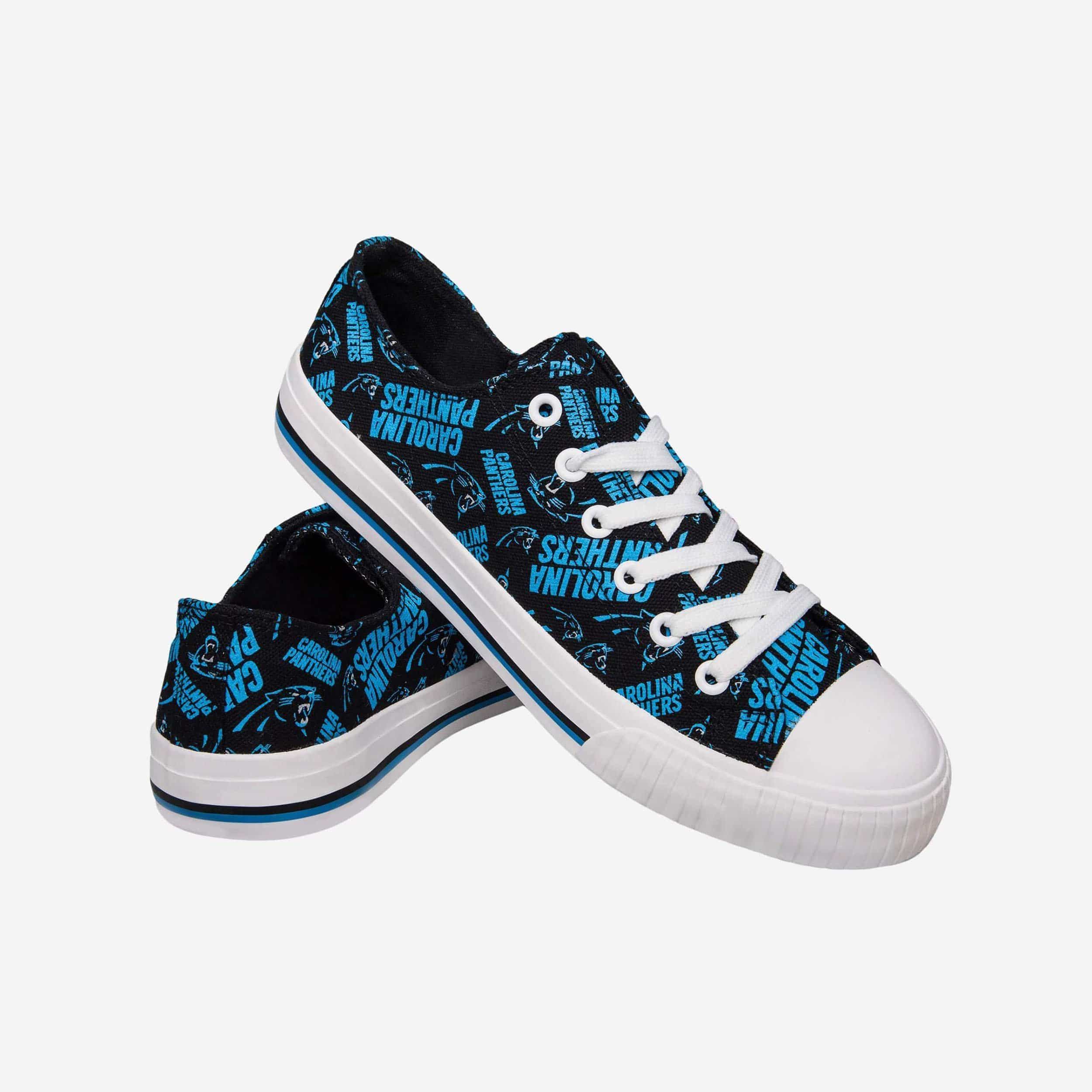 Carolina Panthers Women's Stylish Low-Top Canvas Shoes with Repeat Print