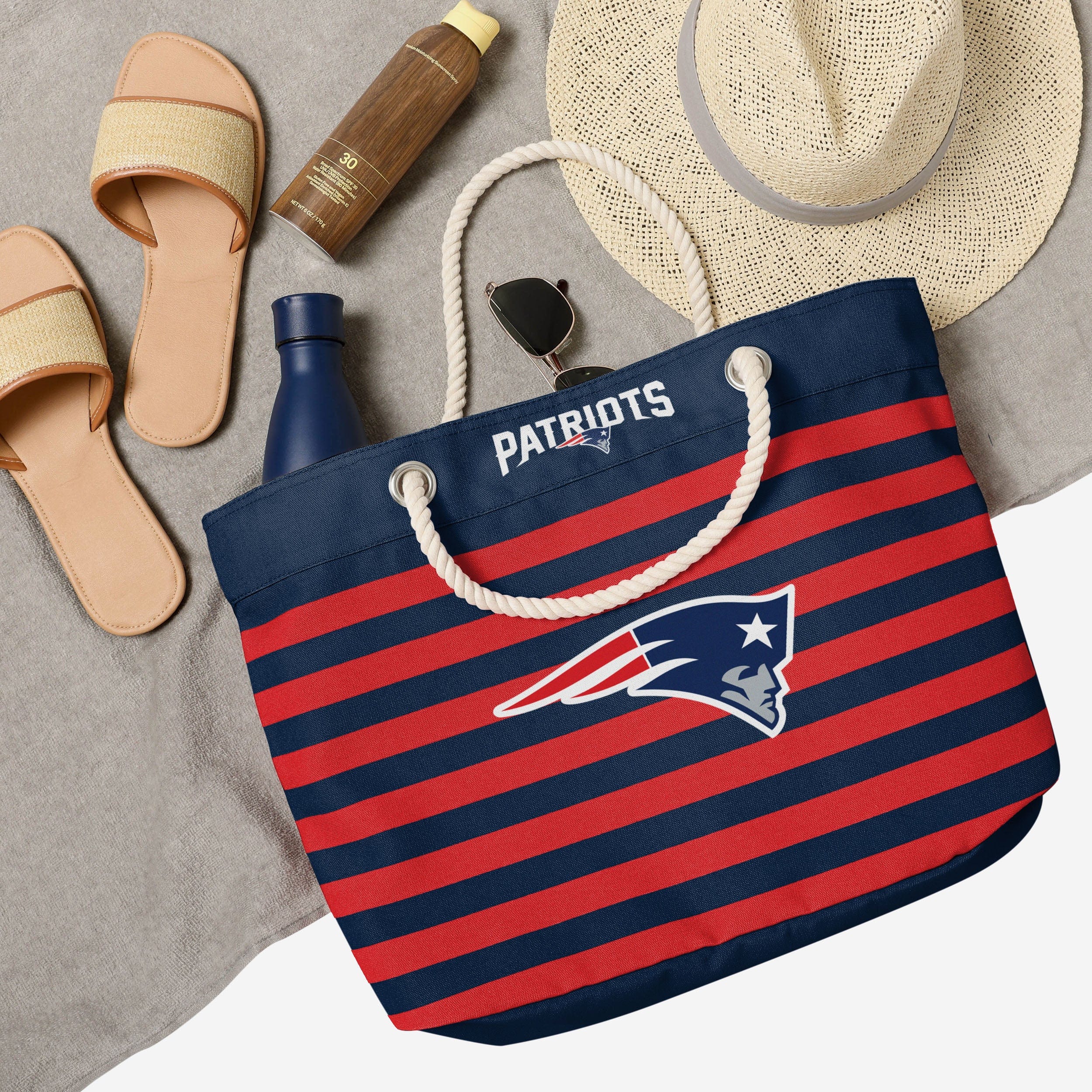 New England Patriots Nautical Stripe Tote Bag - Show Your Team Spirit!