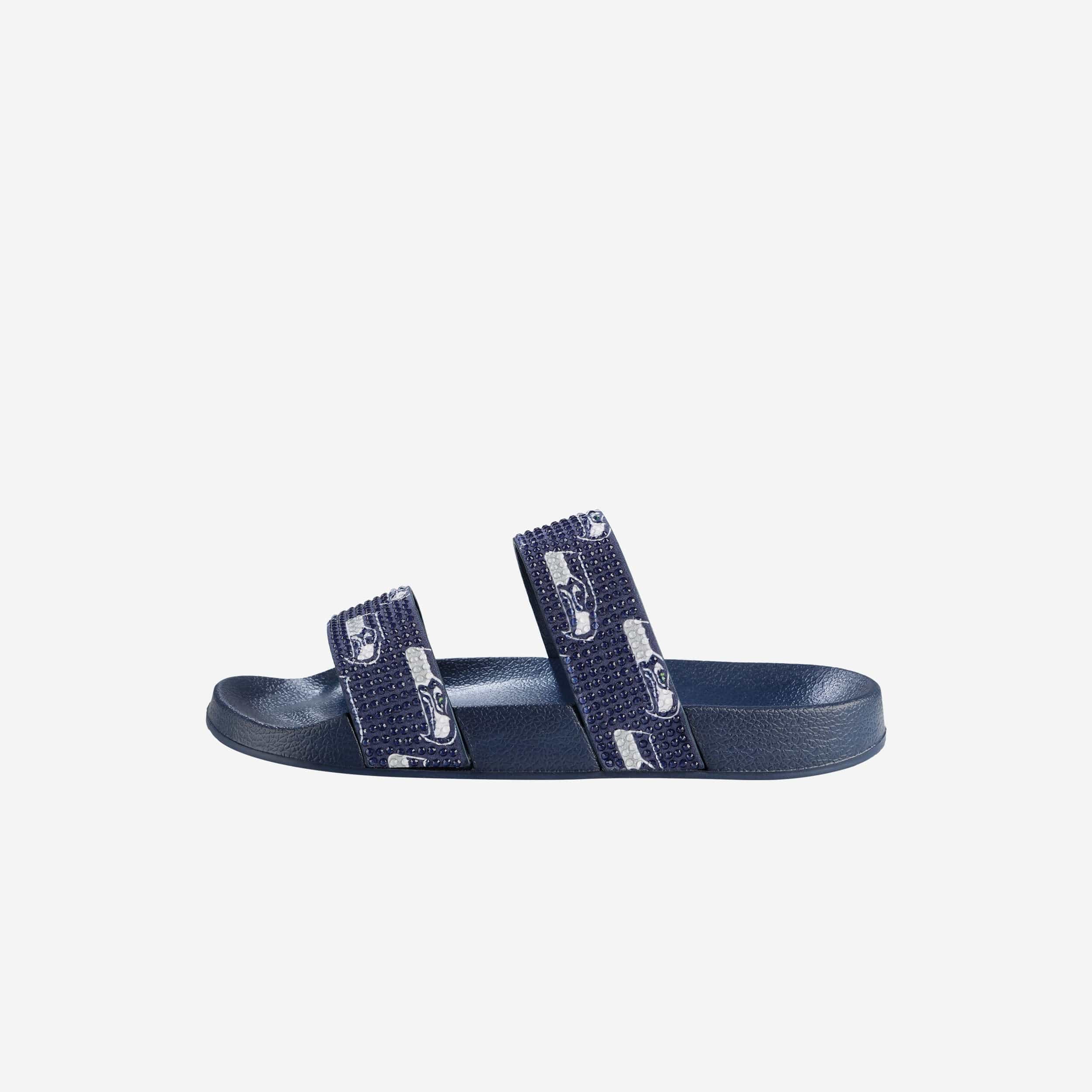 Glamorous Seattle Seahawks Women's Double Strap Shimmer Sandals