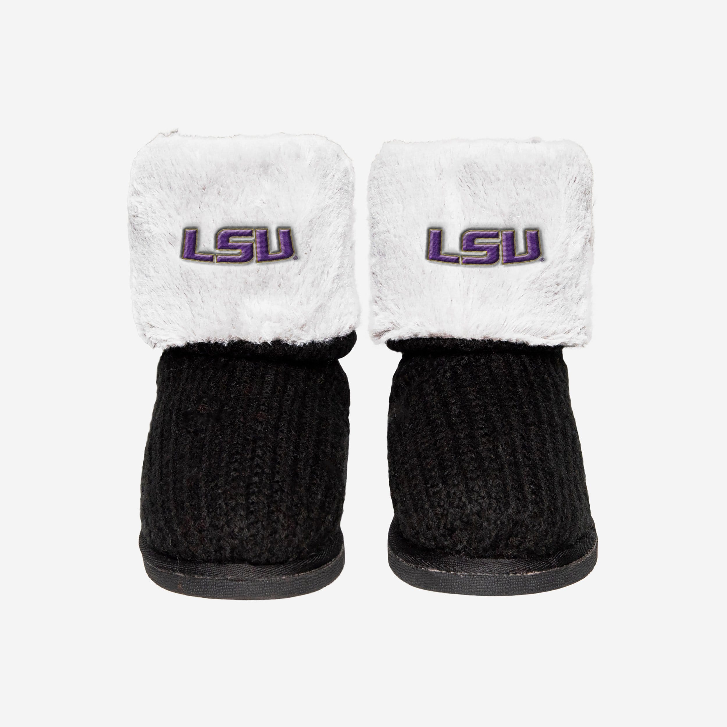 LSU Tigers Luxury Knit Button Boot Slippers - Show Your Team Spirit!