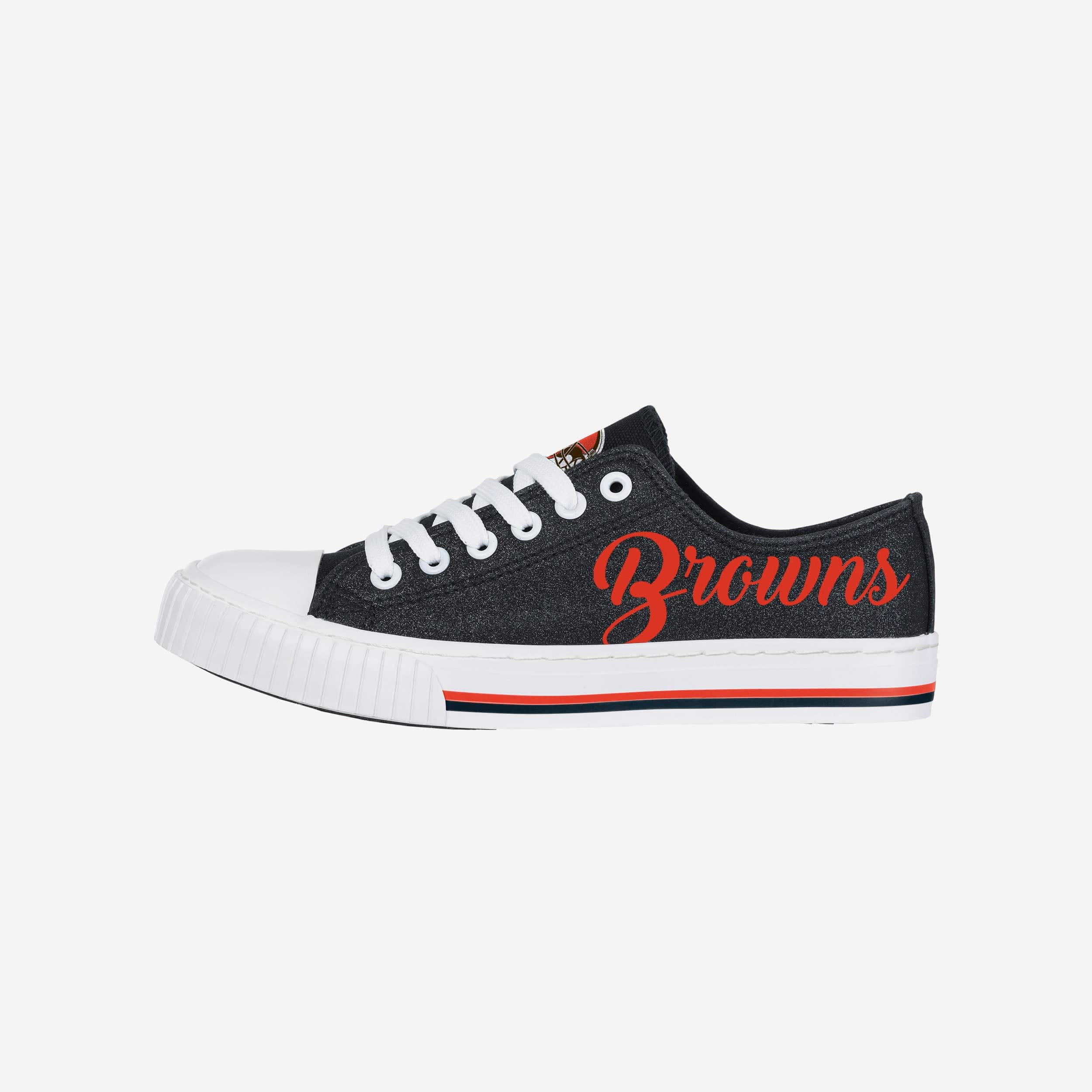 Sparkling Cleveland Browns Women's Low-Top Glitter Canvas Shoes