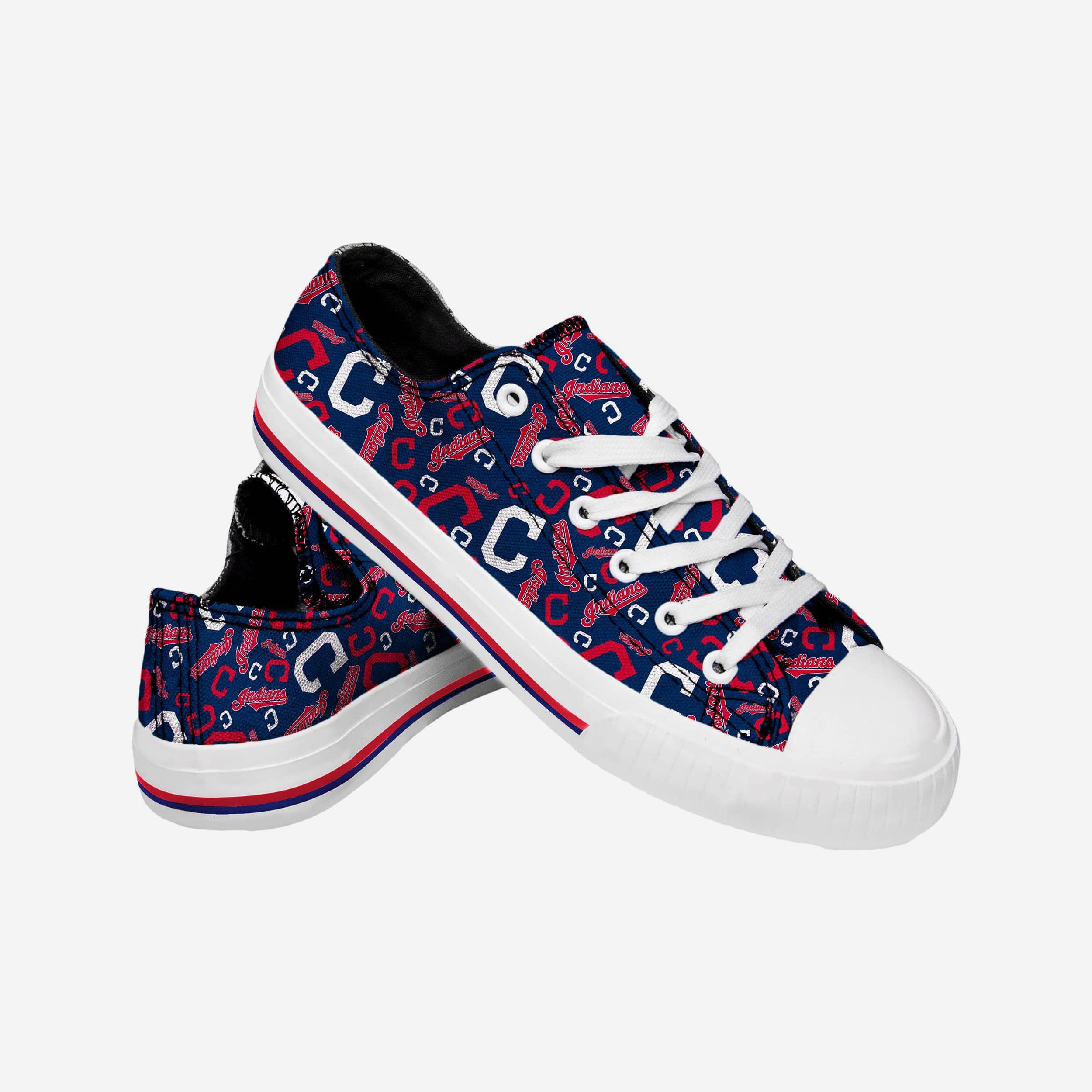 Cleveland Guardians Women's Stylish Low-Top Repeat Print Canvas Shoes