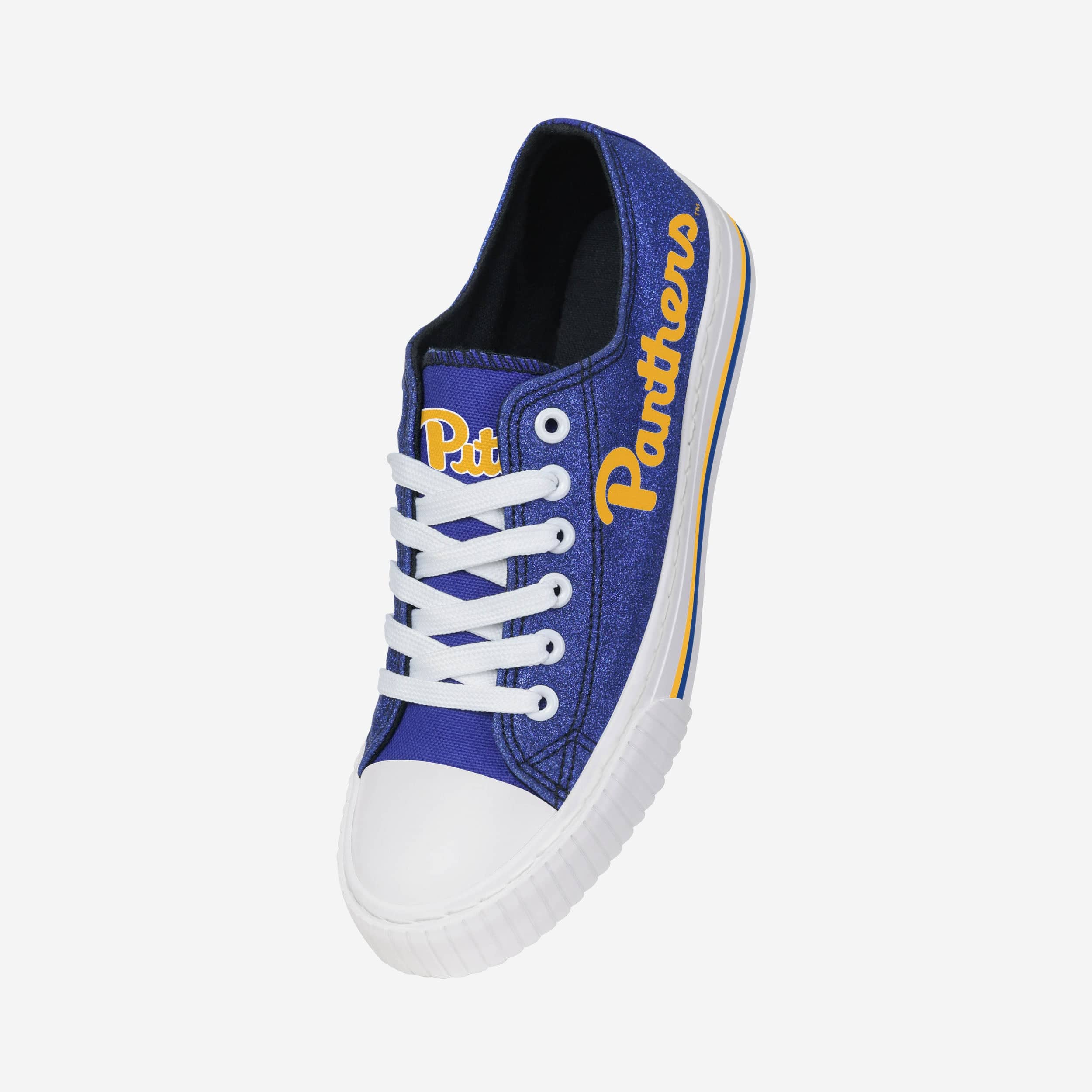 Sparkling Pittsburgh Panthers Women's Glitter Low-Top Canvas Shoes