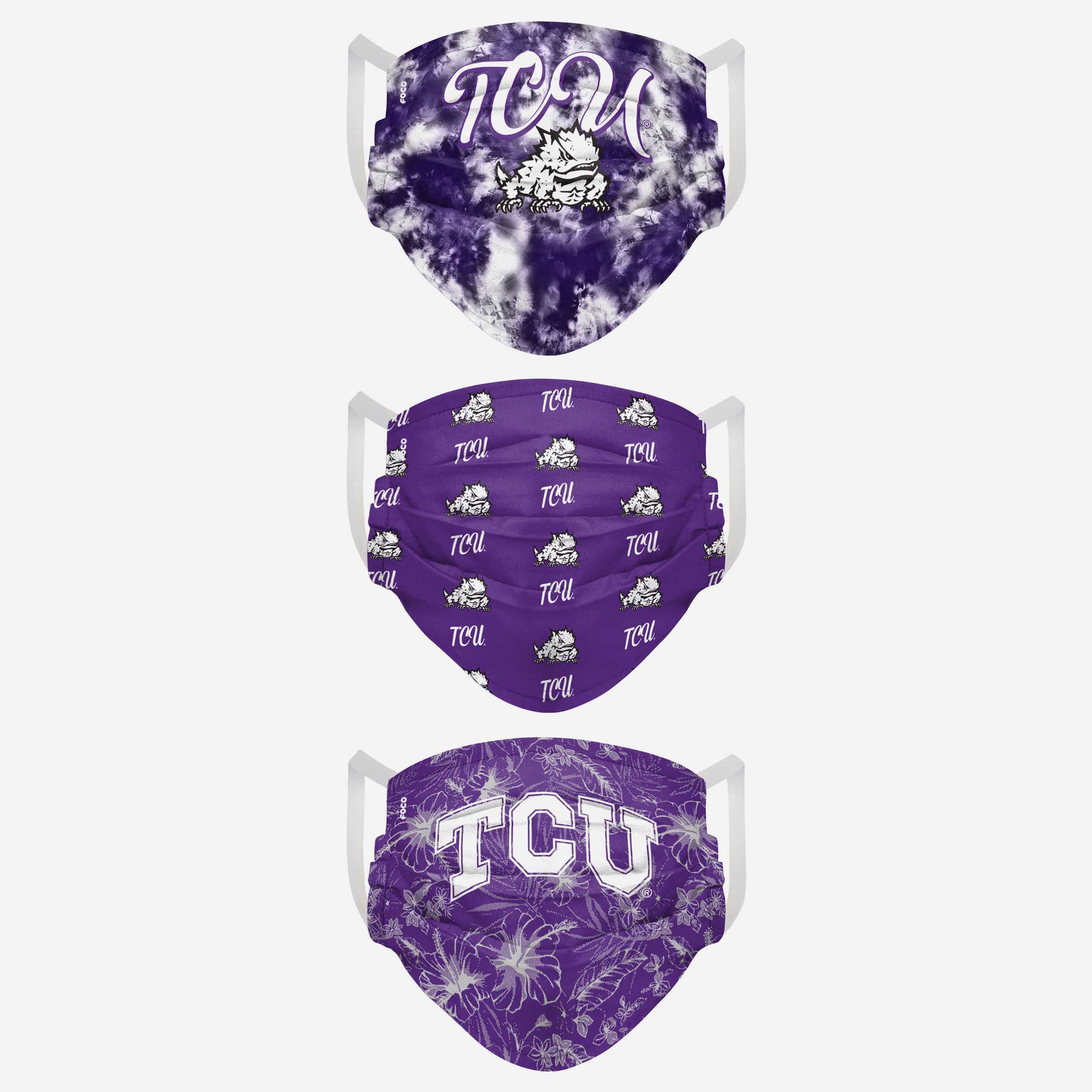 TCU Horned Frogs Women's Matchday 3-Pack Fashion Face Covers - Show Your Team Spirit!