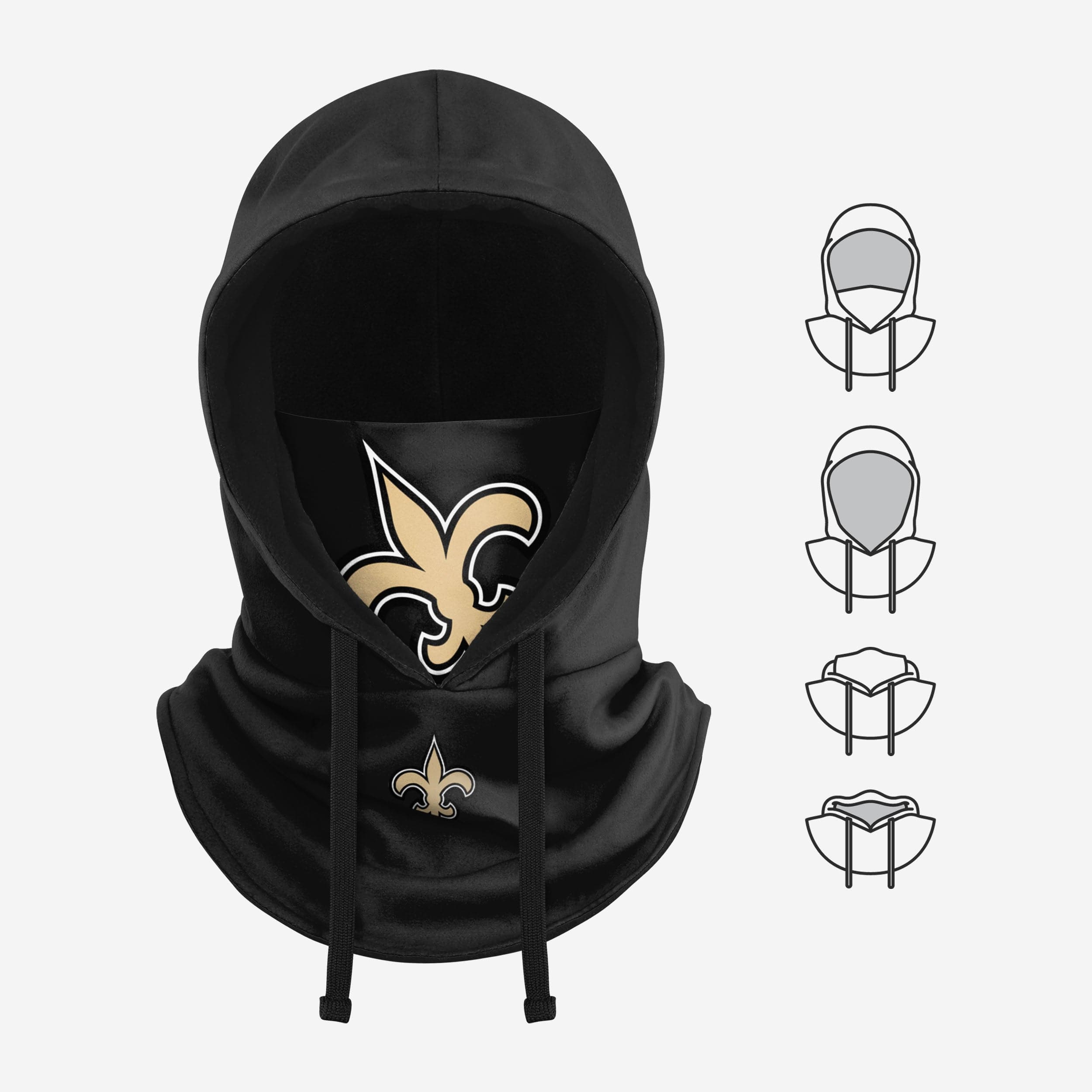 New Orleans Saints Black Drawstring Hooded Gaiter - Your Winter Essential