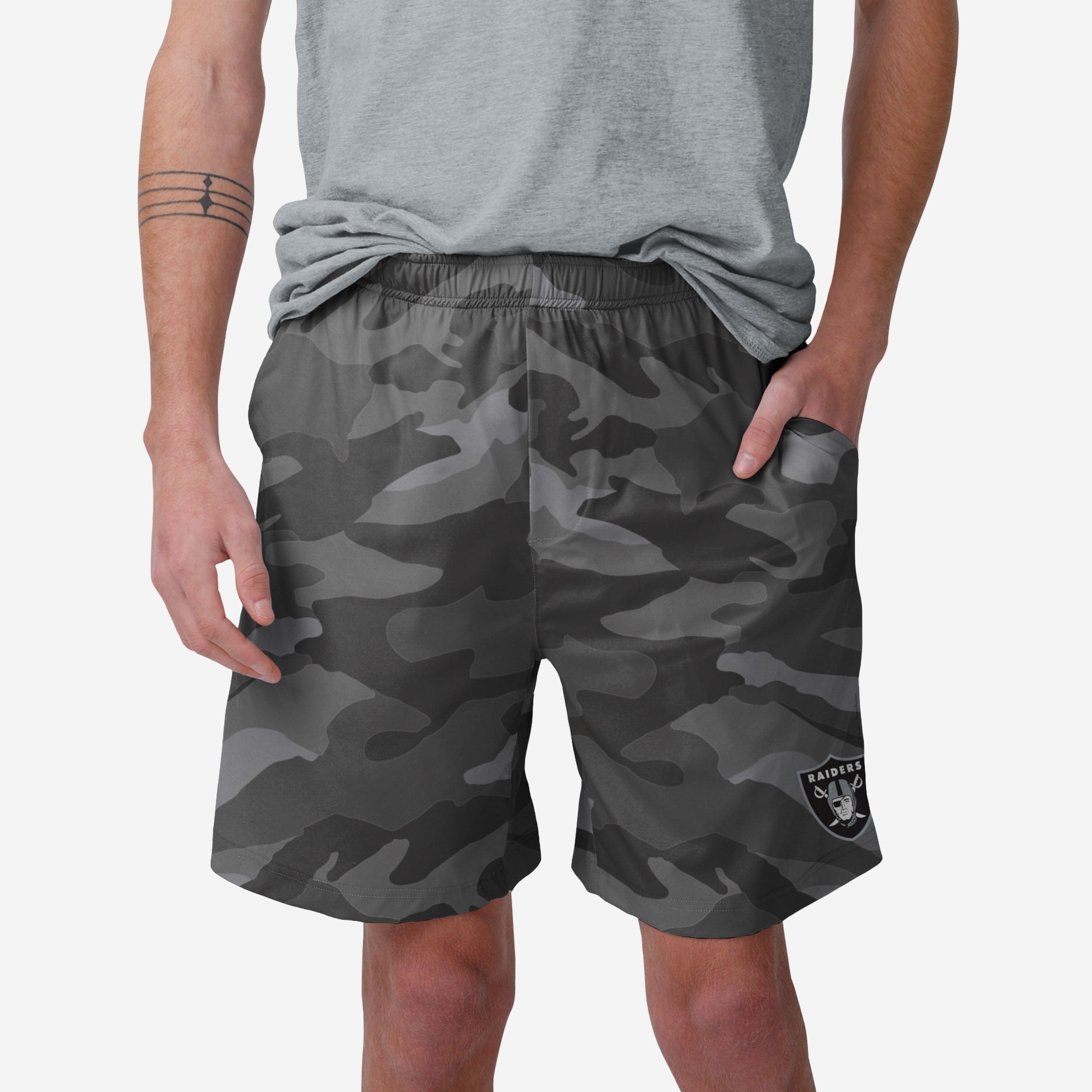 Eye-Catching Las Vegas Raiders Tonal Camo Woven Shorts