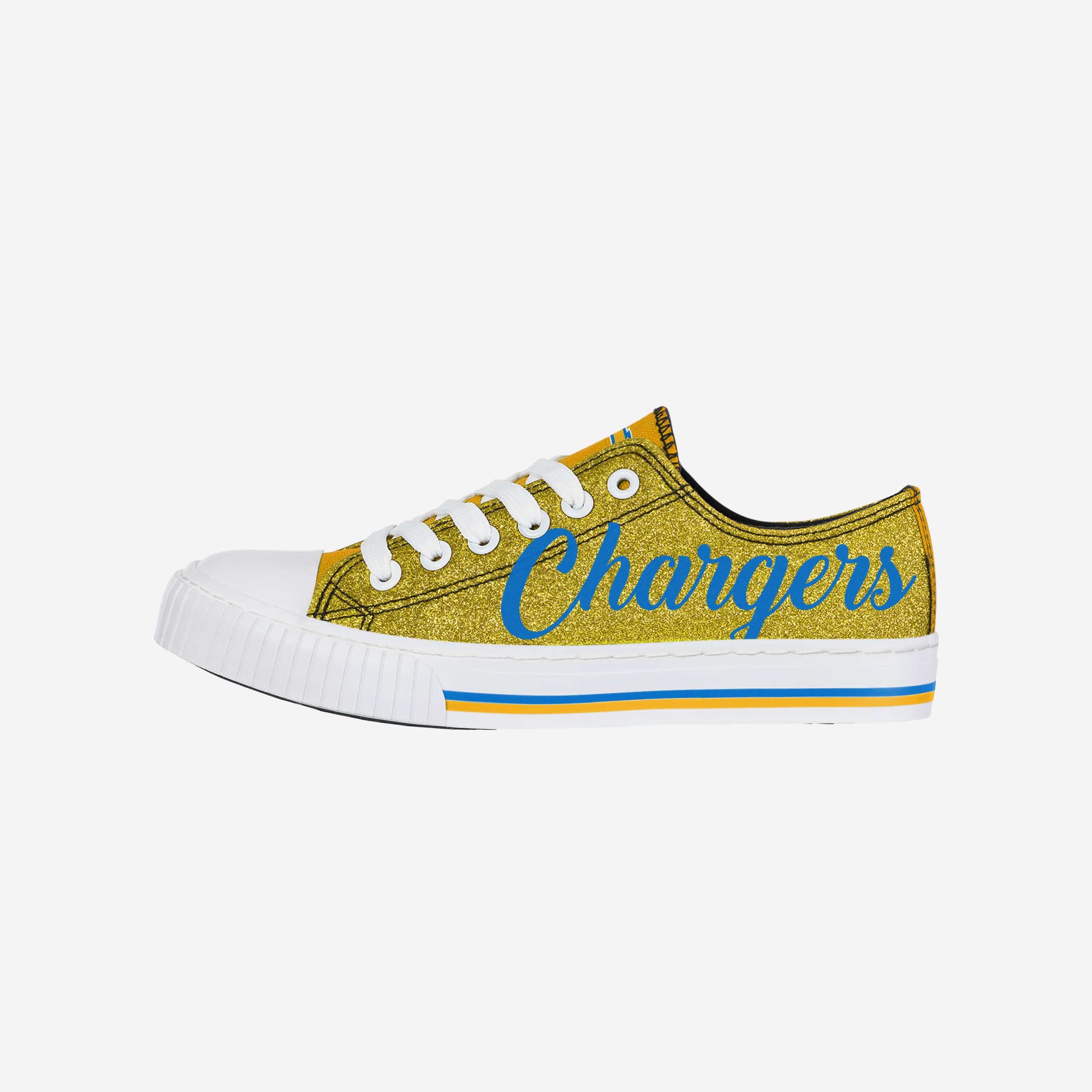 Gorgeous Los Angeles Chargers Women's Color Glitter Low-Top Canvas Shoes