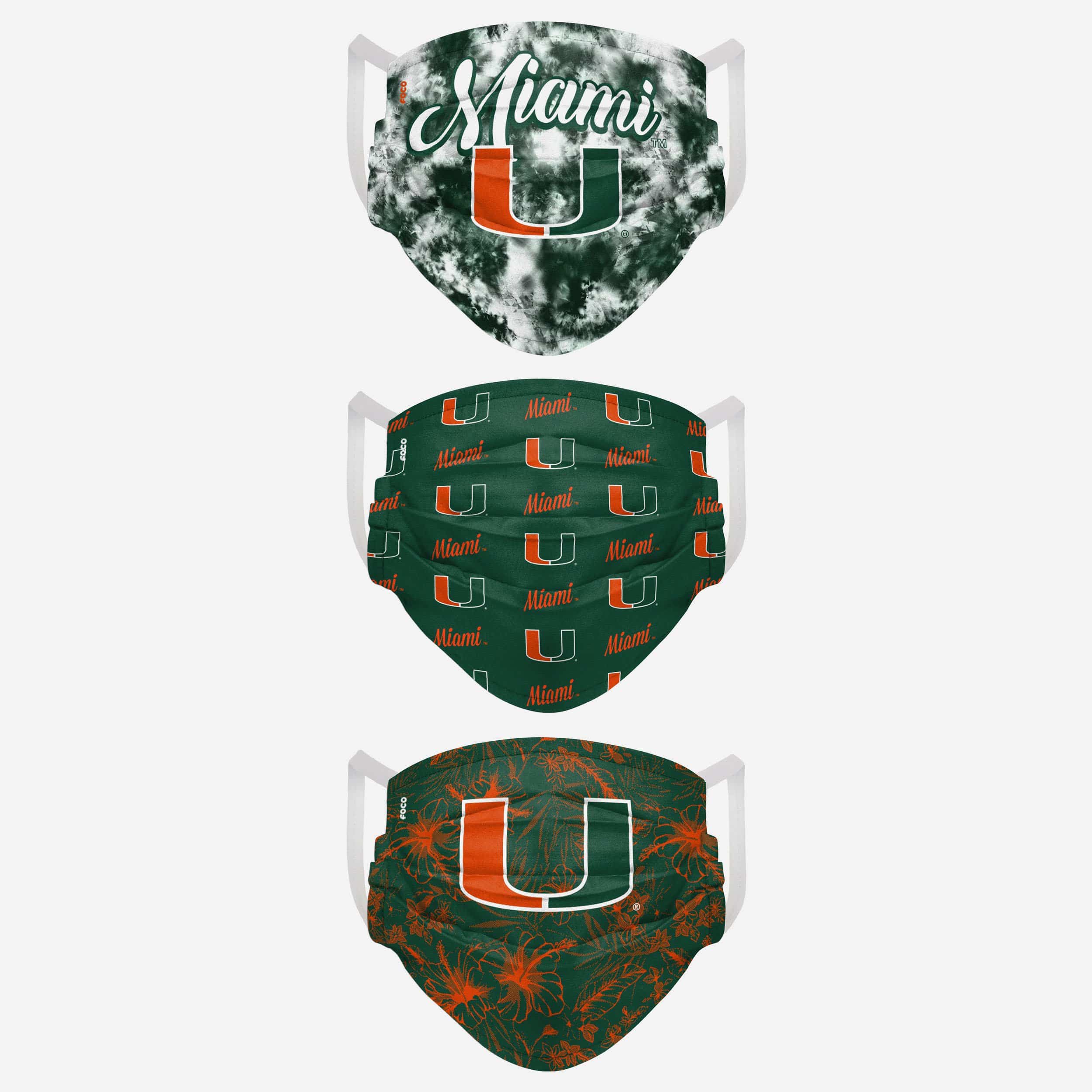 Miami Hurricanes Women's Matchday 3-Pack Fashionable Face Covers - Show Your Team Spirit!