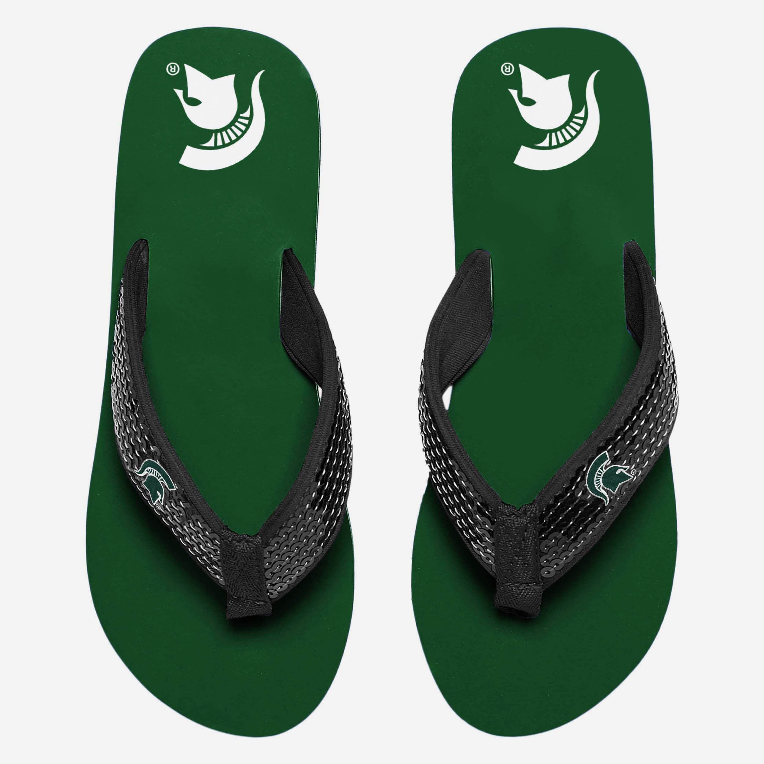 Michigan State Spartans Women's Sparkling Sequin Flip Flops