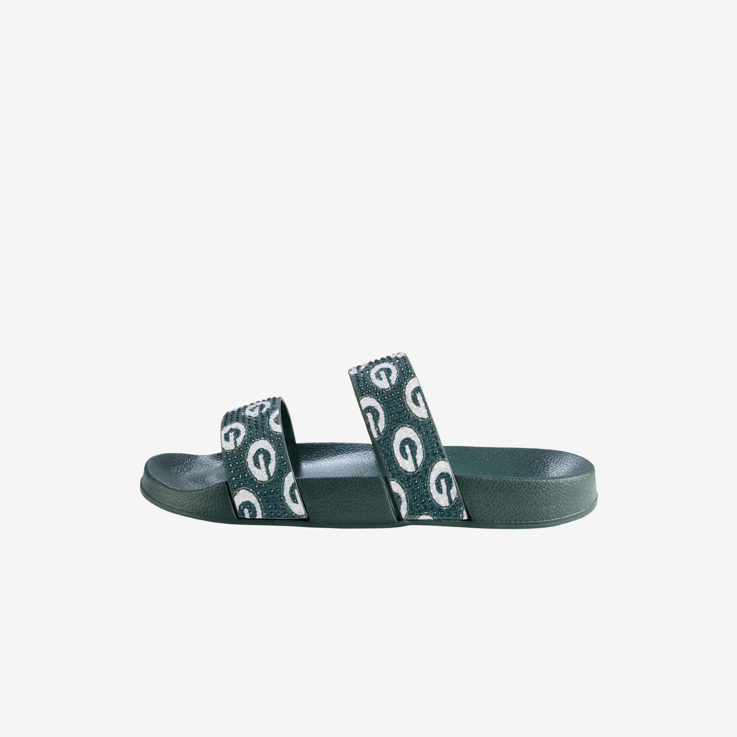 Glamorous Green Bay Packers Women's Double Strap Shimmer Sandals