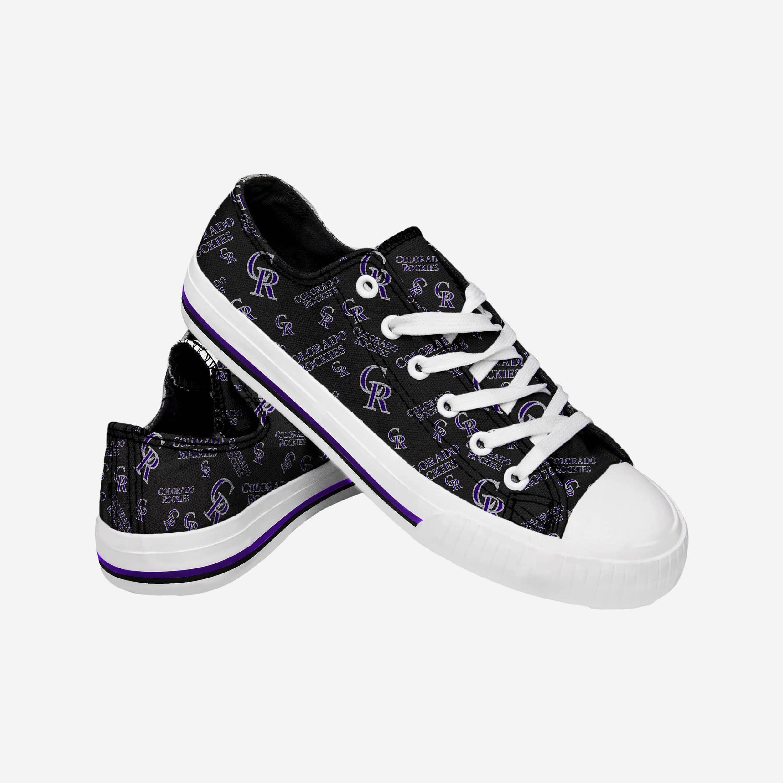 Colorado Rockies Women's Stylish Low-Top Repeat Print Canvas Shoes