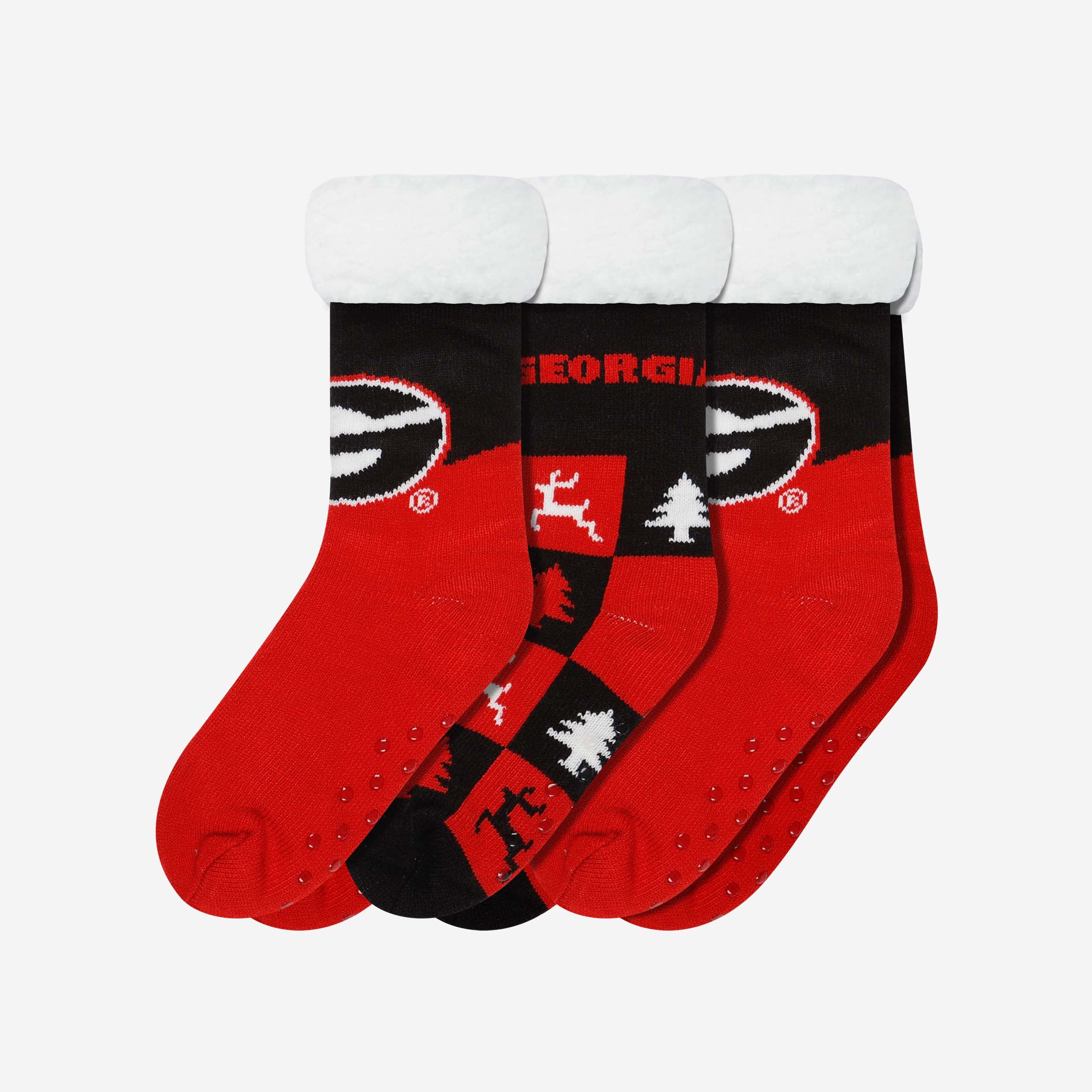 Georgia Bulldogs Women's Fanatic 3-Pack Footy Slipper Socks