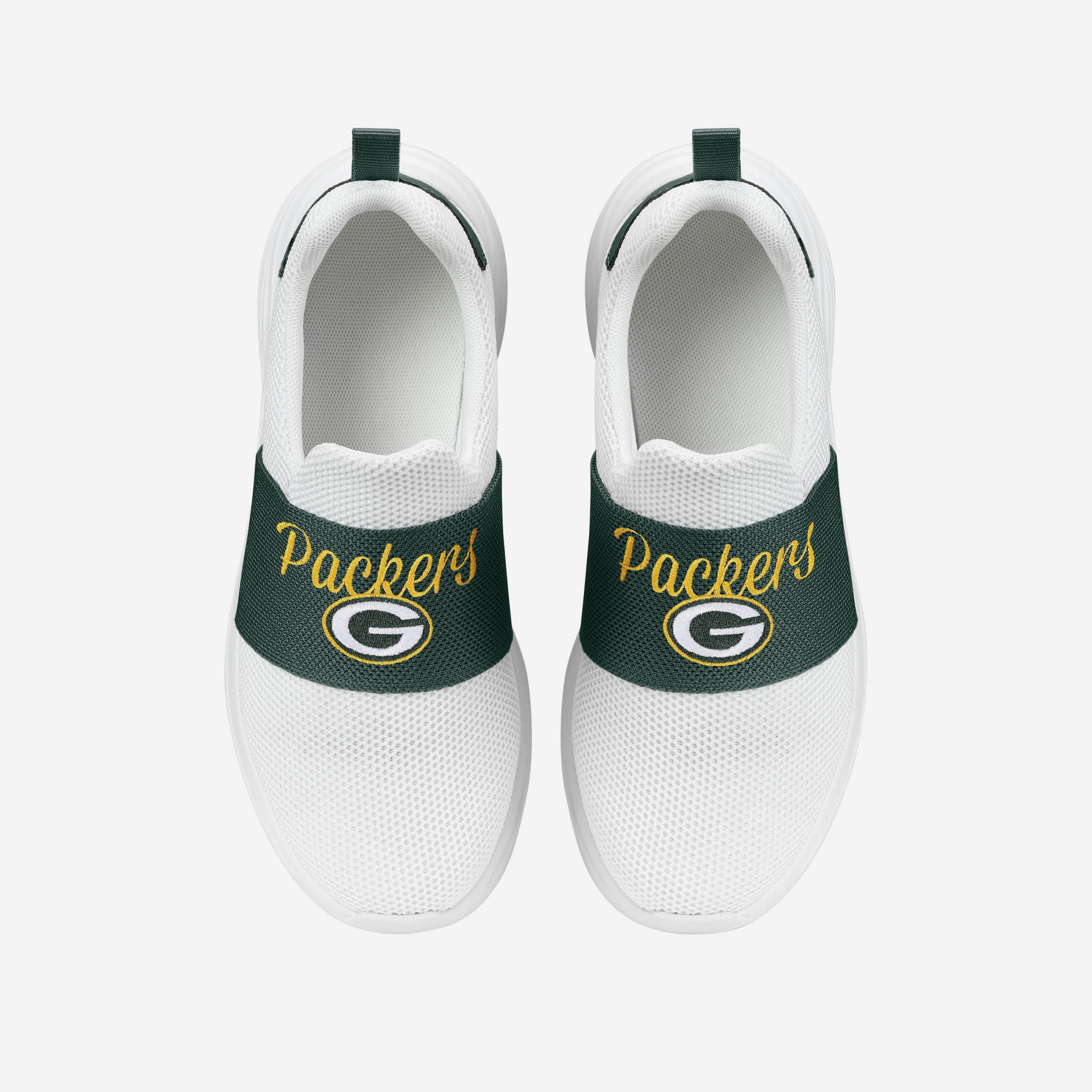 Green Bay Packers Women's Stylish White Slip-On Sneakers