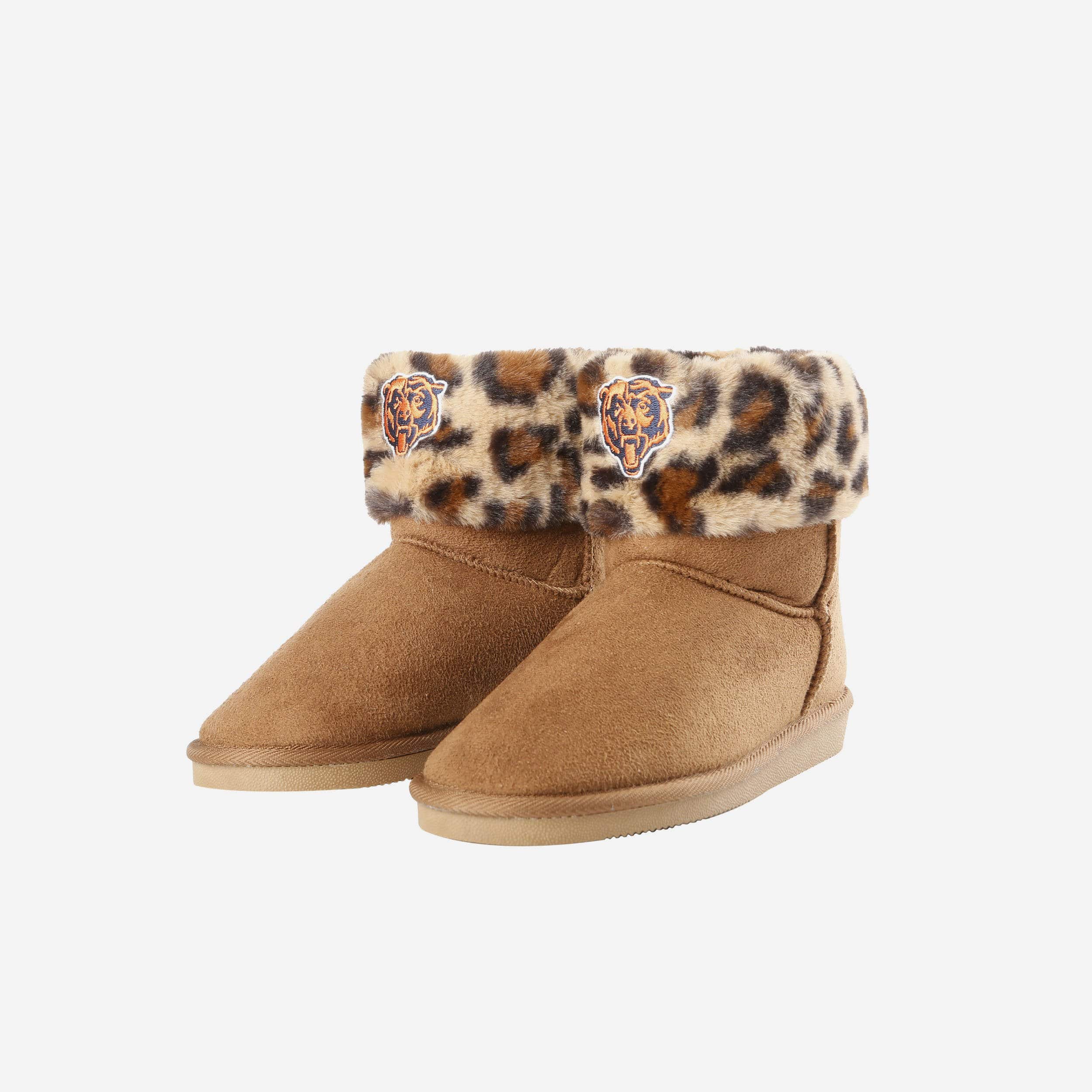 Chicago Bears Women's Cheetah Faux Fur Boots - Roar Your Fandom!