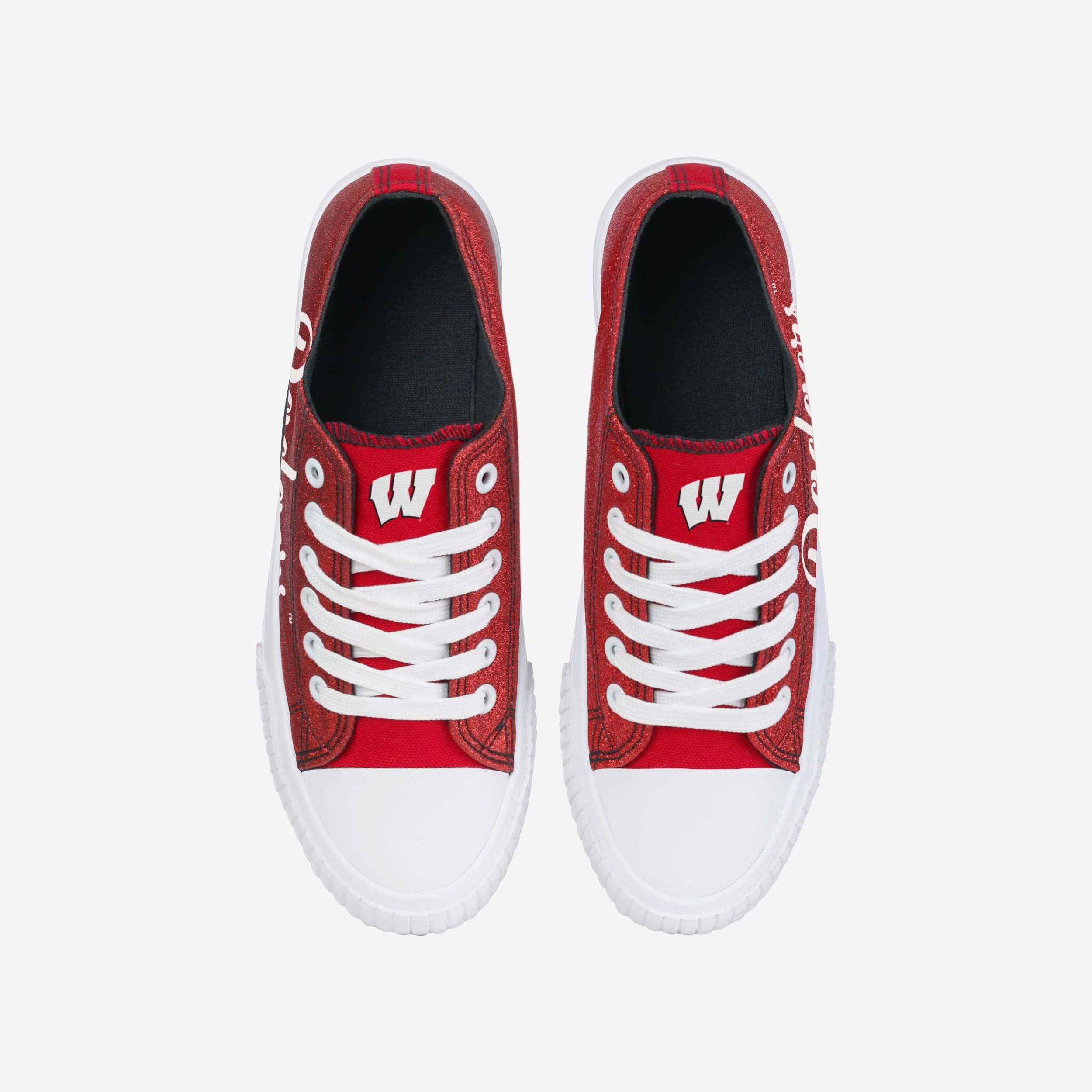 Sparkling Wisconsin Badgers Women's Low Top Canvas Glitter Shoes