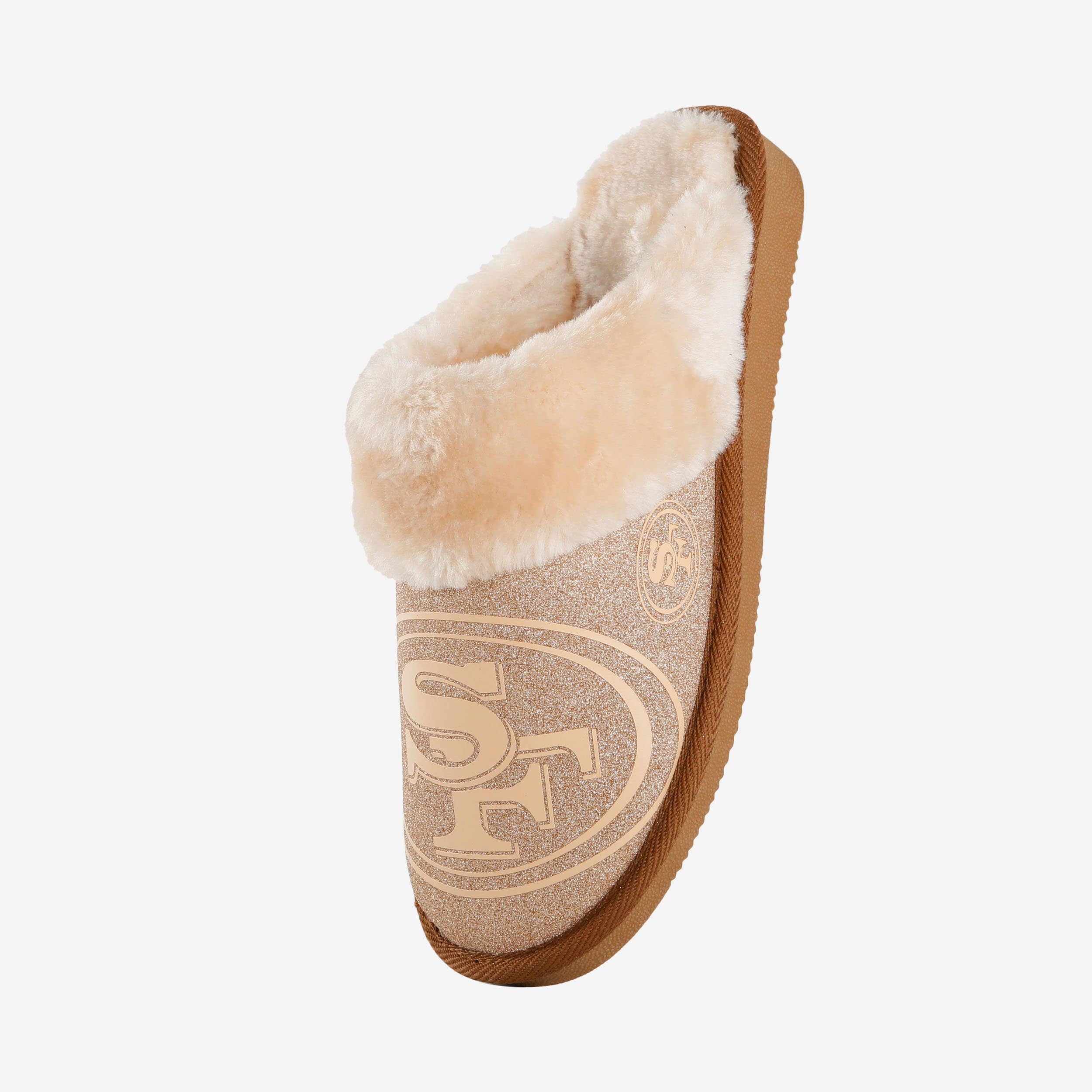 Sparkling San Francisco 49ers Women's Open - Back Fur Moccasin Slippers