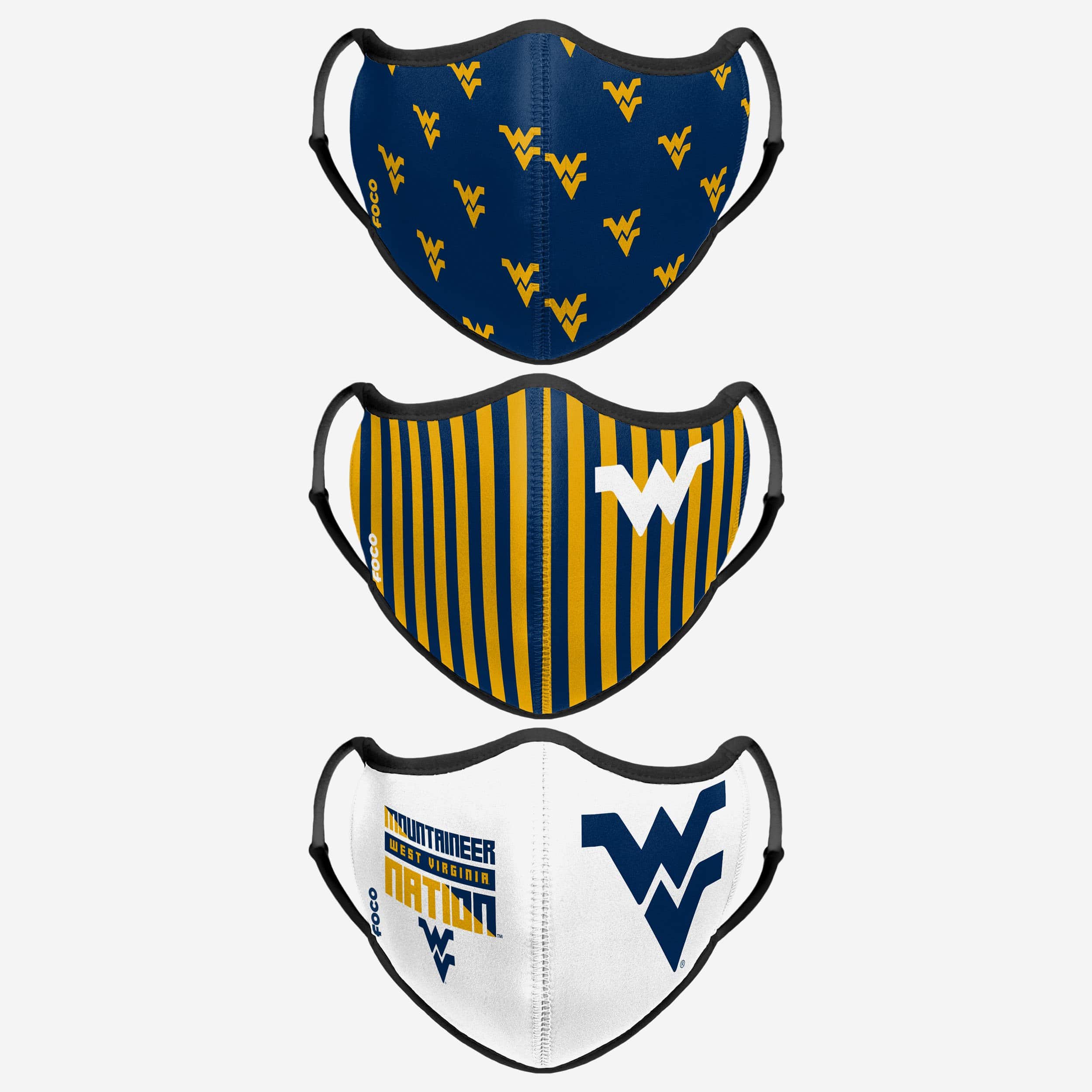 West Virginia Mountaineers Thematic Sport Face Cover 3-Pack - Show Your Team Spirit!