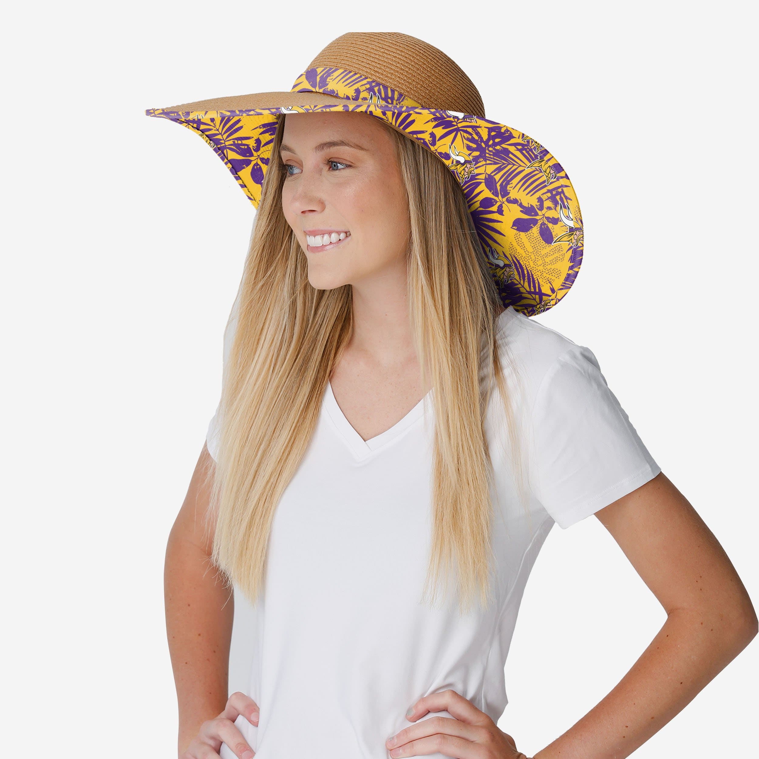 Minnesota Vikings Women's Stunning Floral Straw Hat
