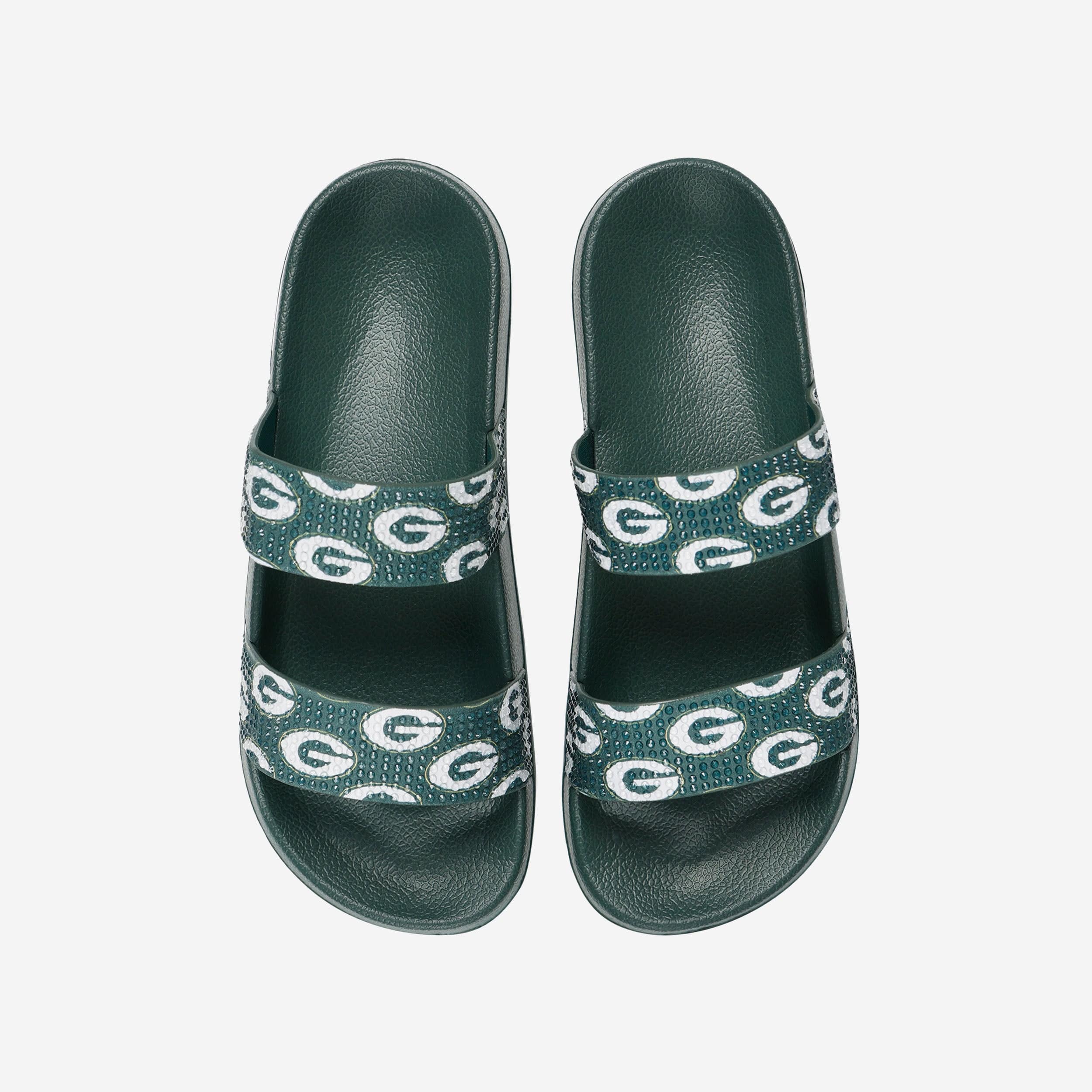 Glamorous Green Bay Packers Women's Double Strap Shimmer Sandals