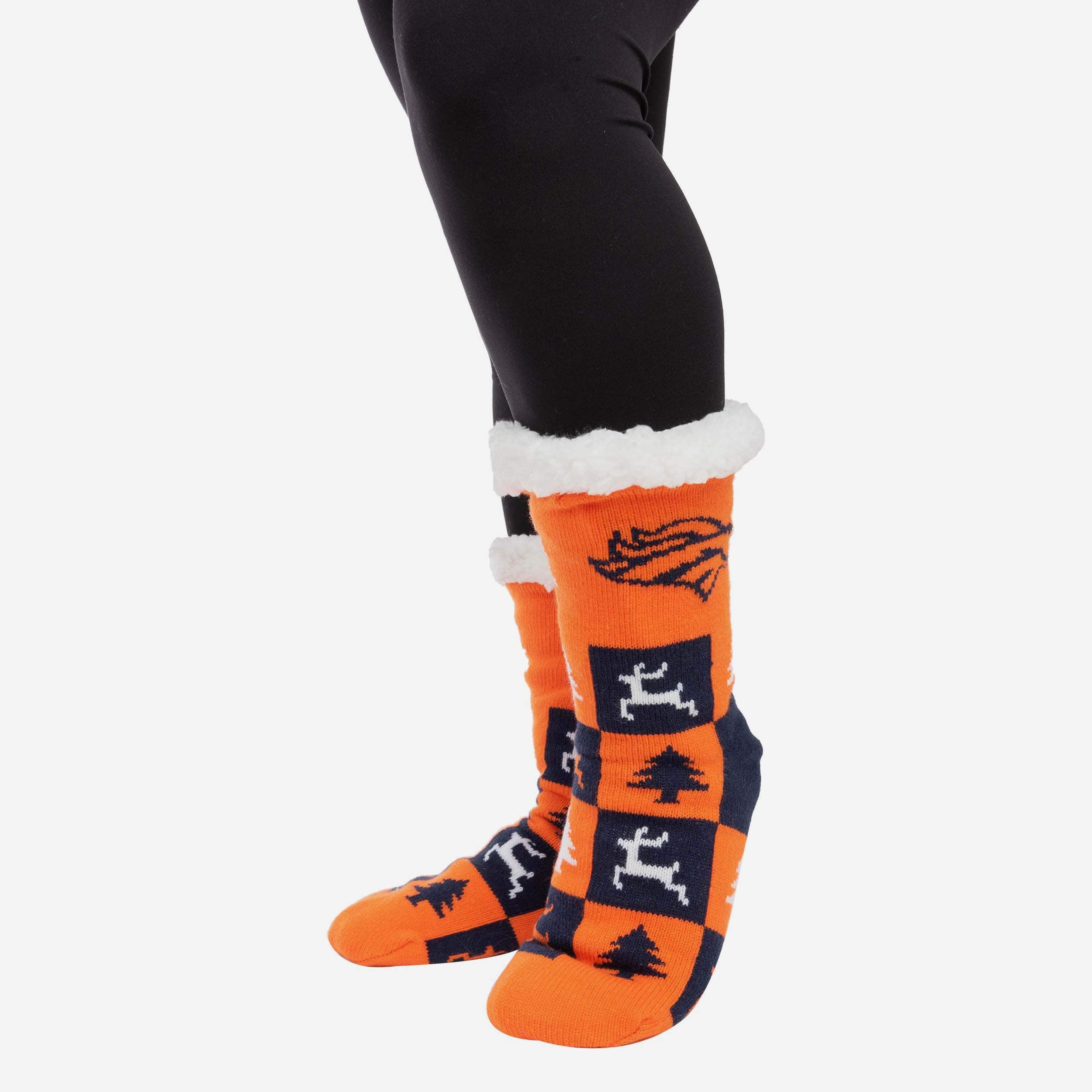 Denver Broncos Women's Fanatic 3-Pack Footy Slipper Socks