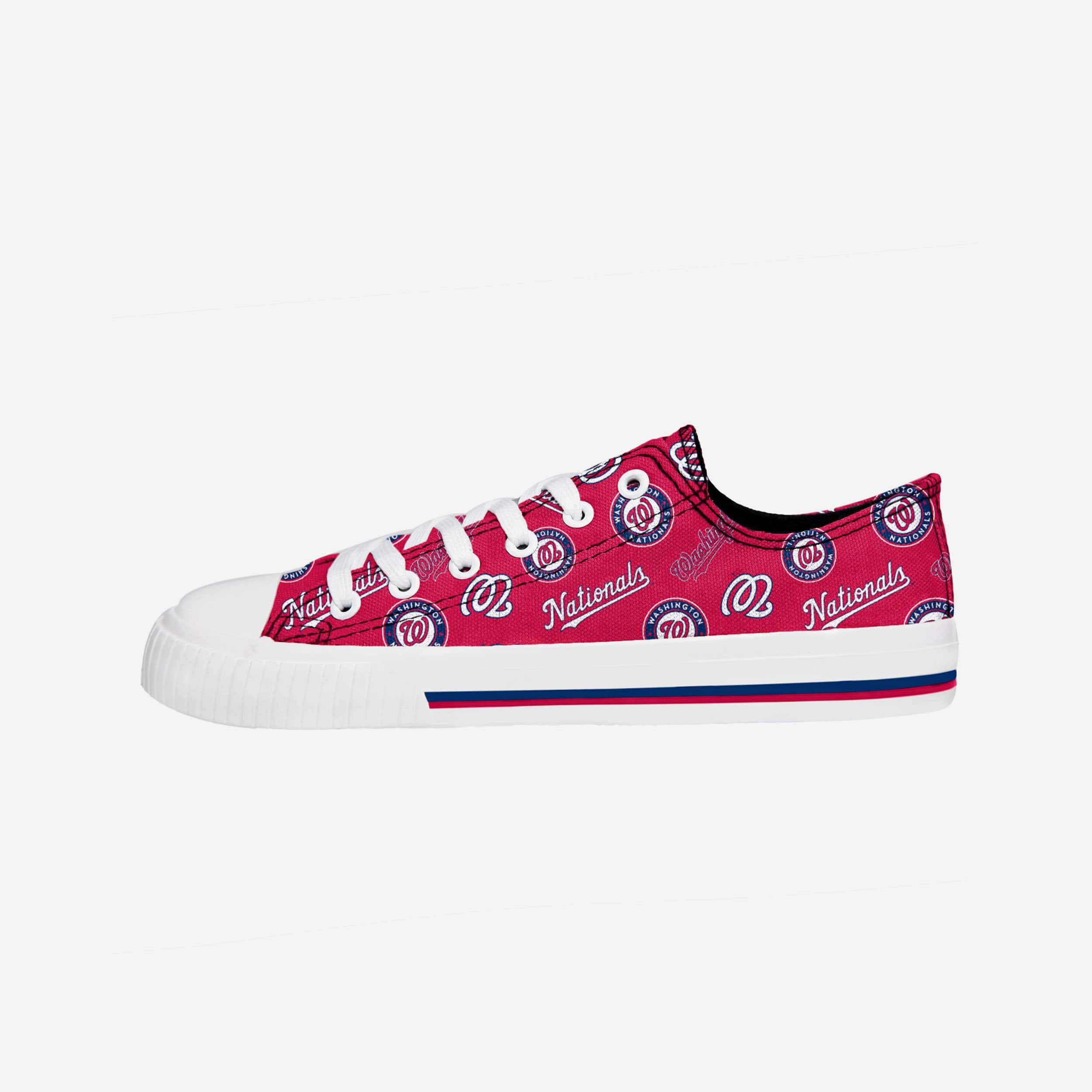 Washington Nationals Women's Stylish Low-Top Canvas Shoes with Repeat Print