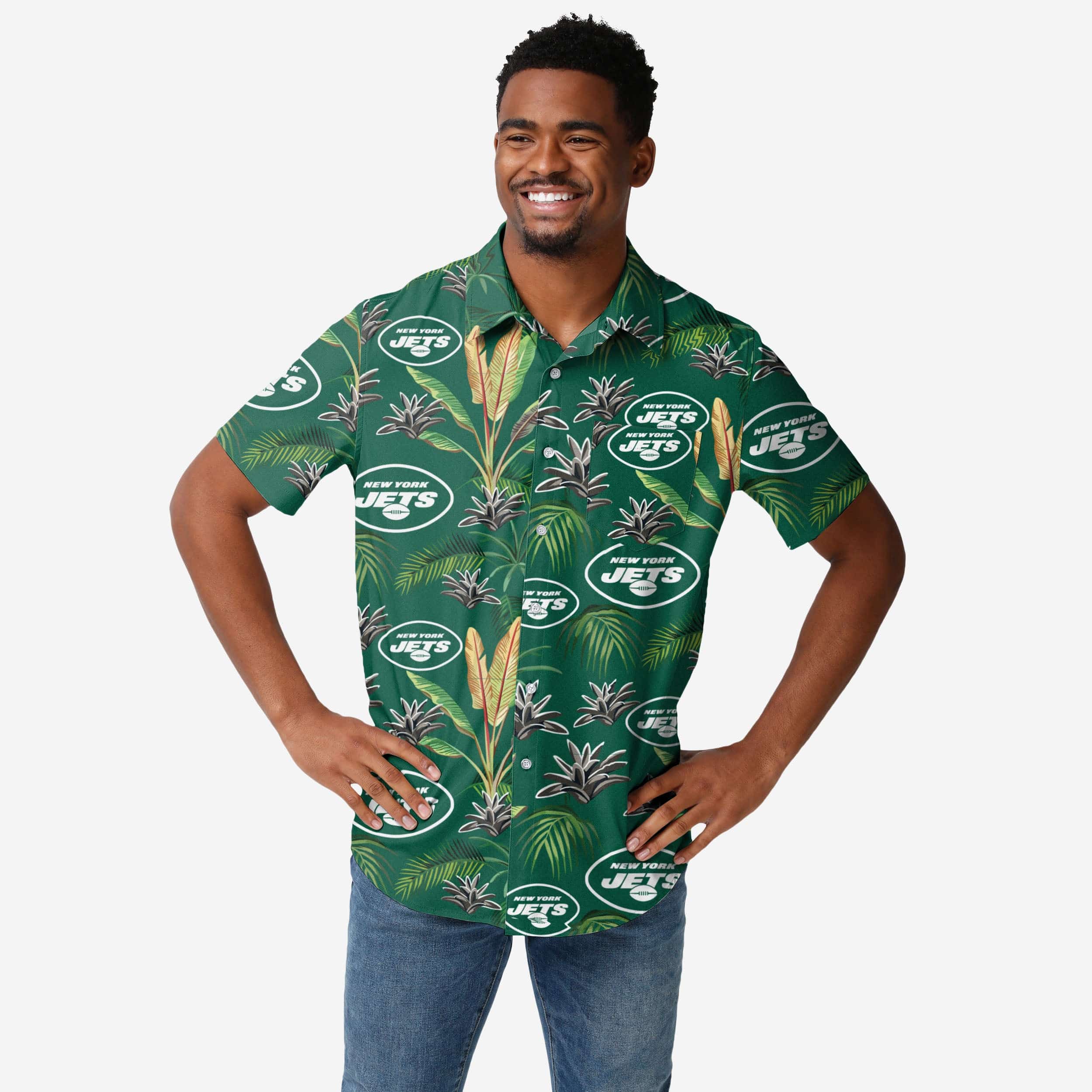 New York Jets Victory Vacay Button Up Shirt