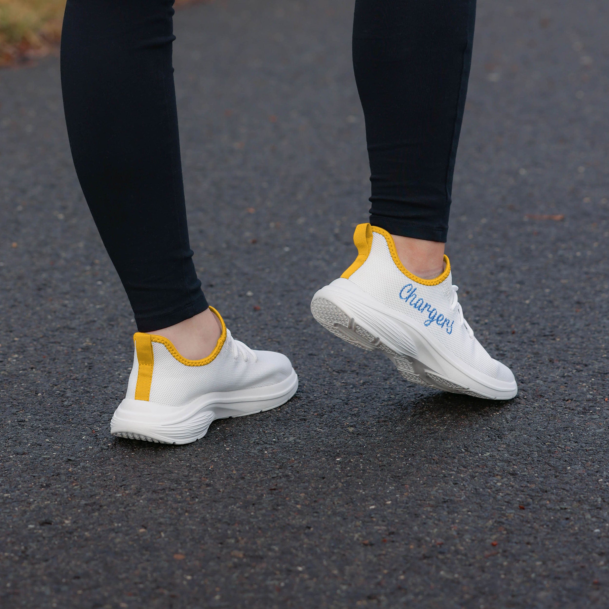 Stylish Los Angeles Chargers Women's White Midsole Sneakers