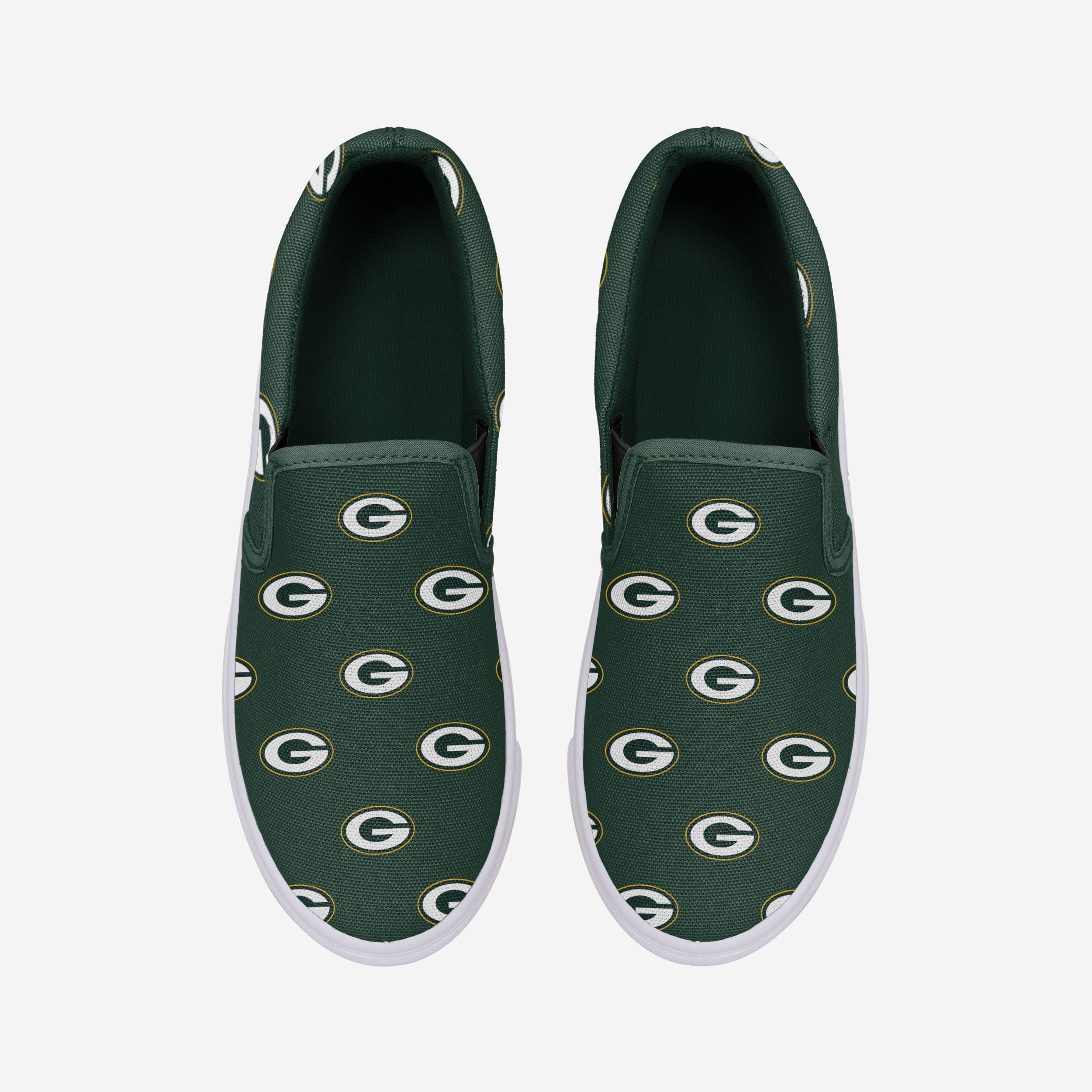 Stylish Green Bay Packers Women's Slip-On Canvas Shoes with Repeat Logo
