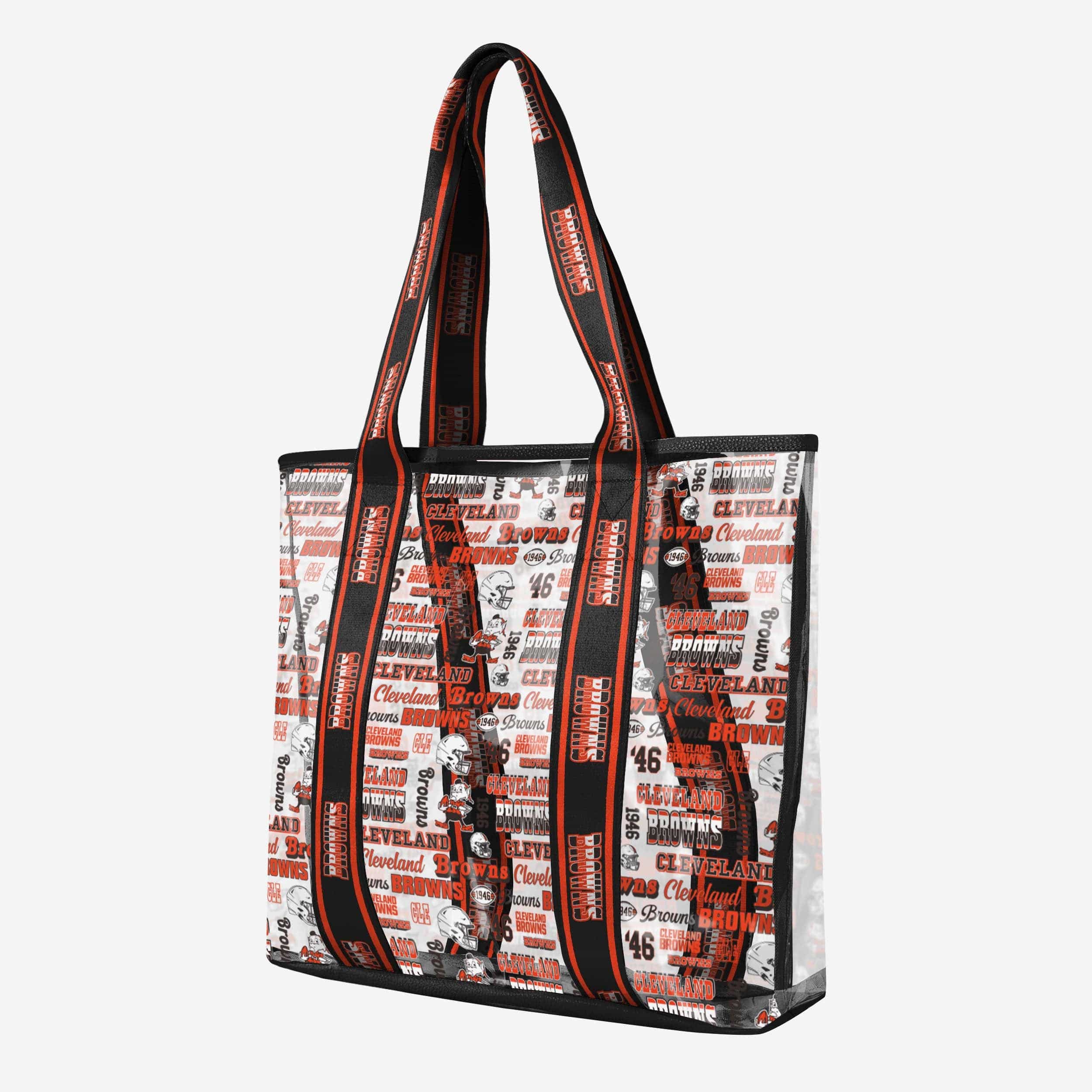 Cleveland Browns Retro Print Clear Tote Bag - Show Your Fandom!