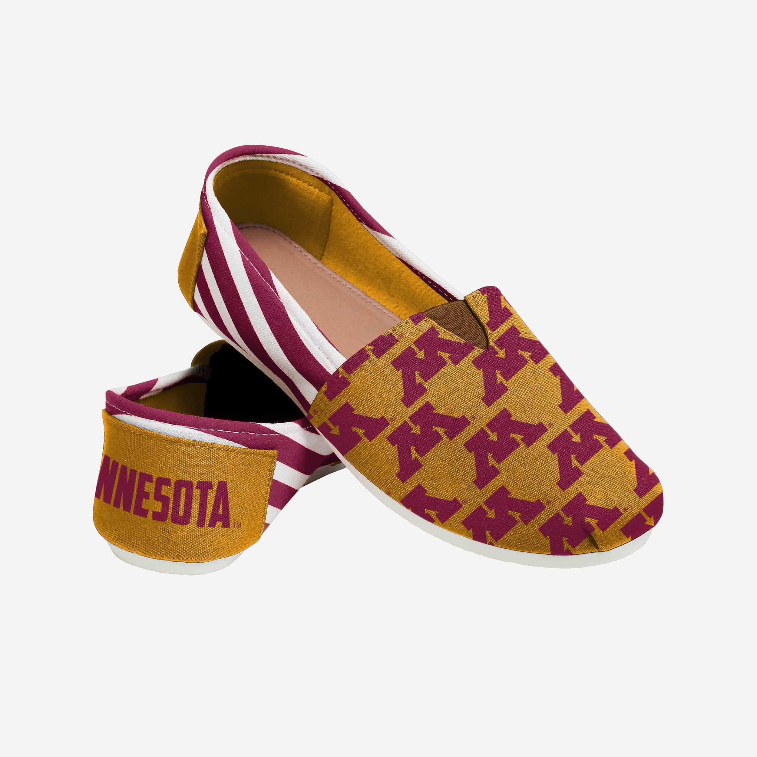 Stylish Minnesota Golden Gophers Women's Striped Canvas Shoes