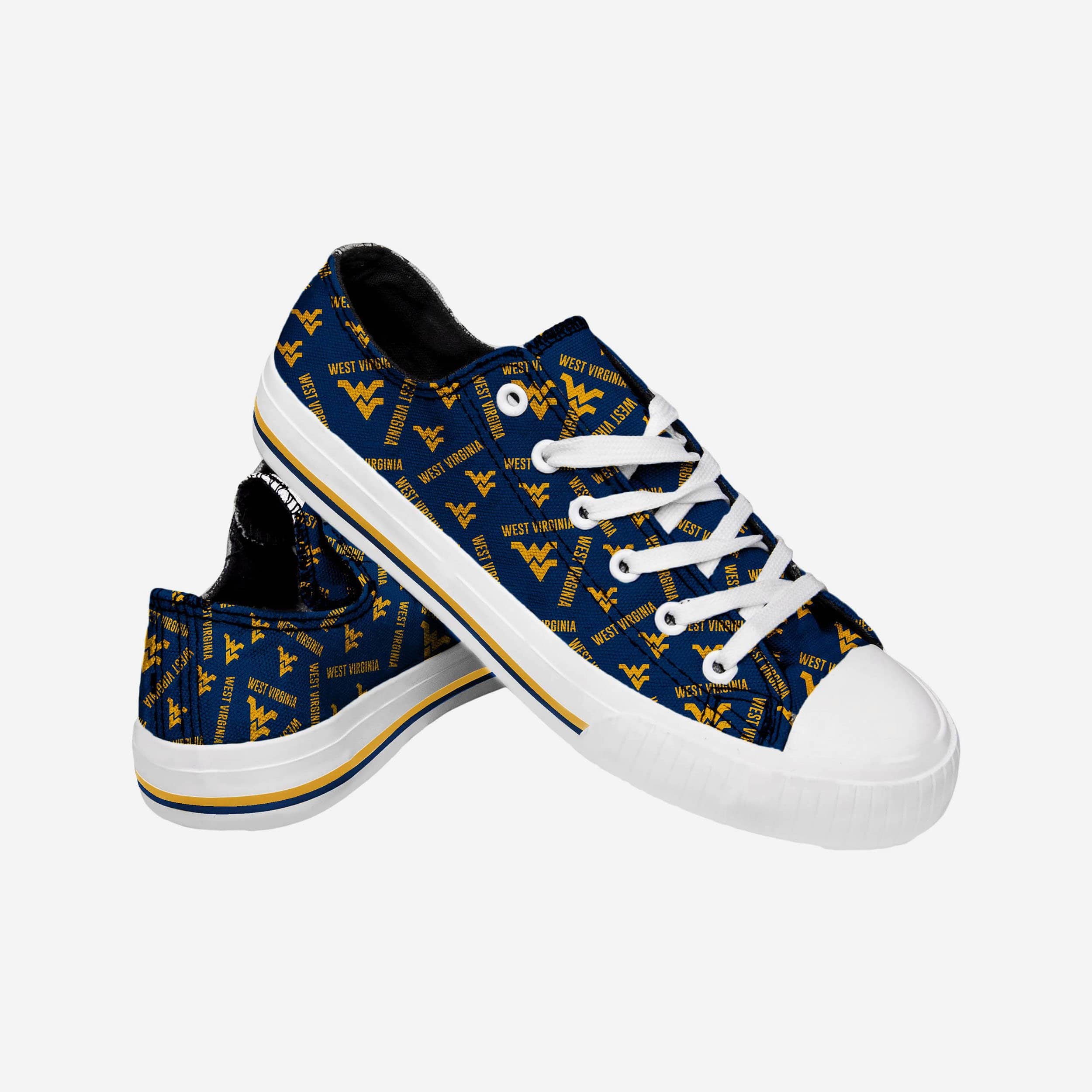 West Virginia Mountaineers Women's Stylish Low-Top Canvas Shoes with Repeat Print