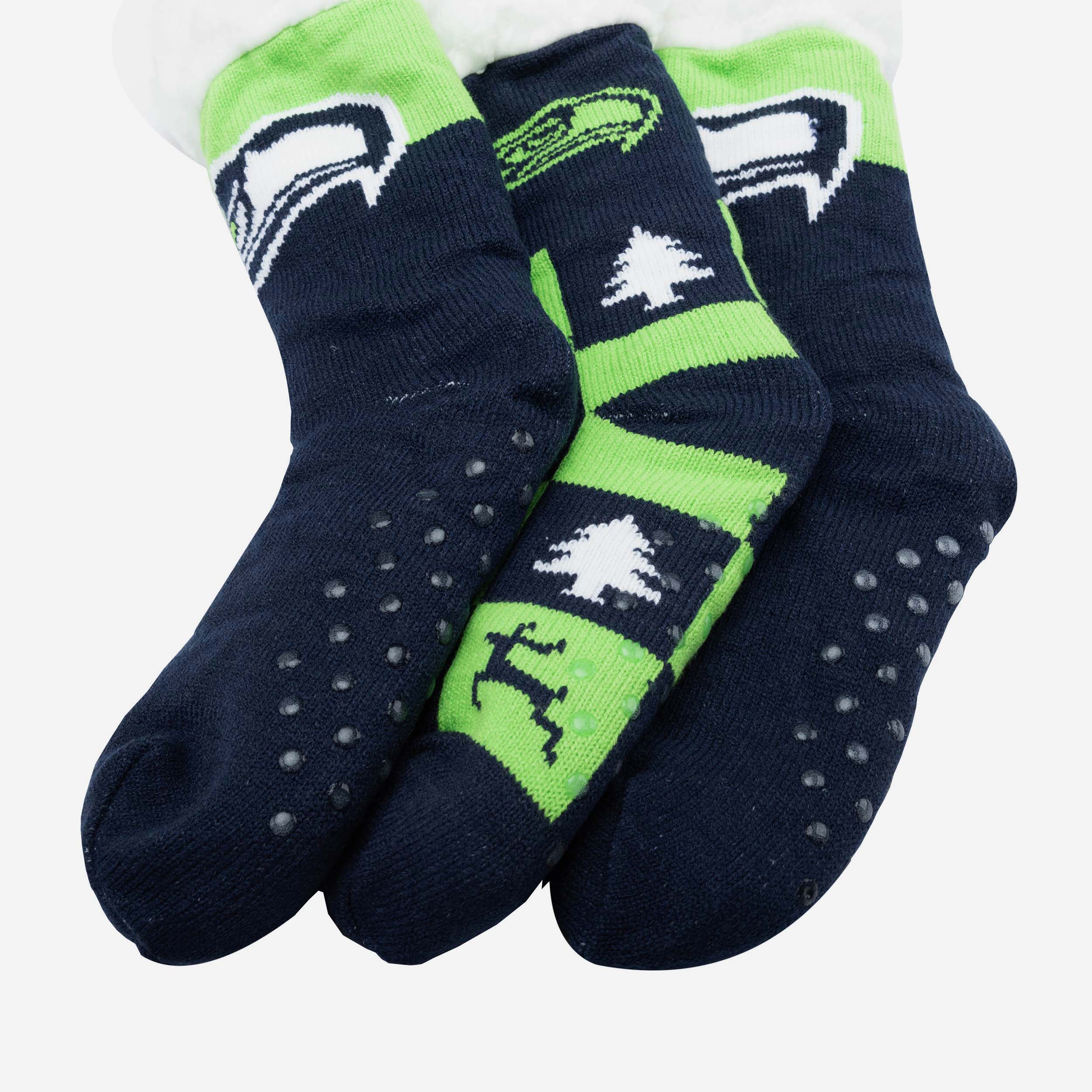 Seattle Seahawks Women's Fanatic 3-Pack Footy Slipper Socks