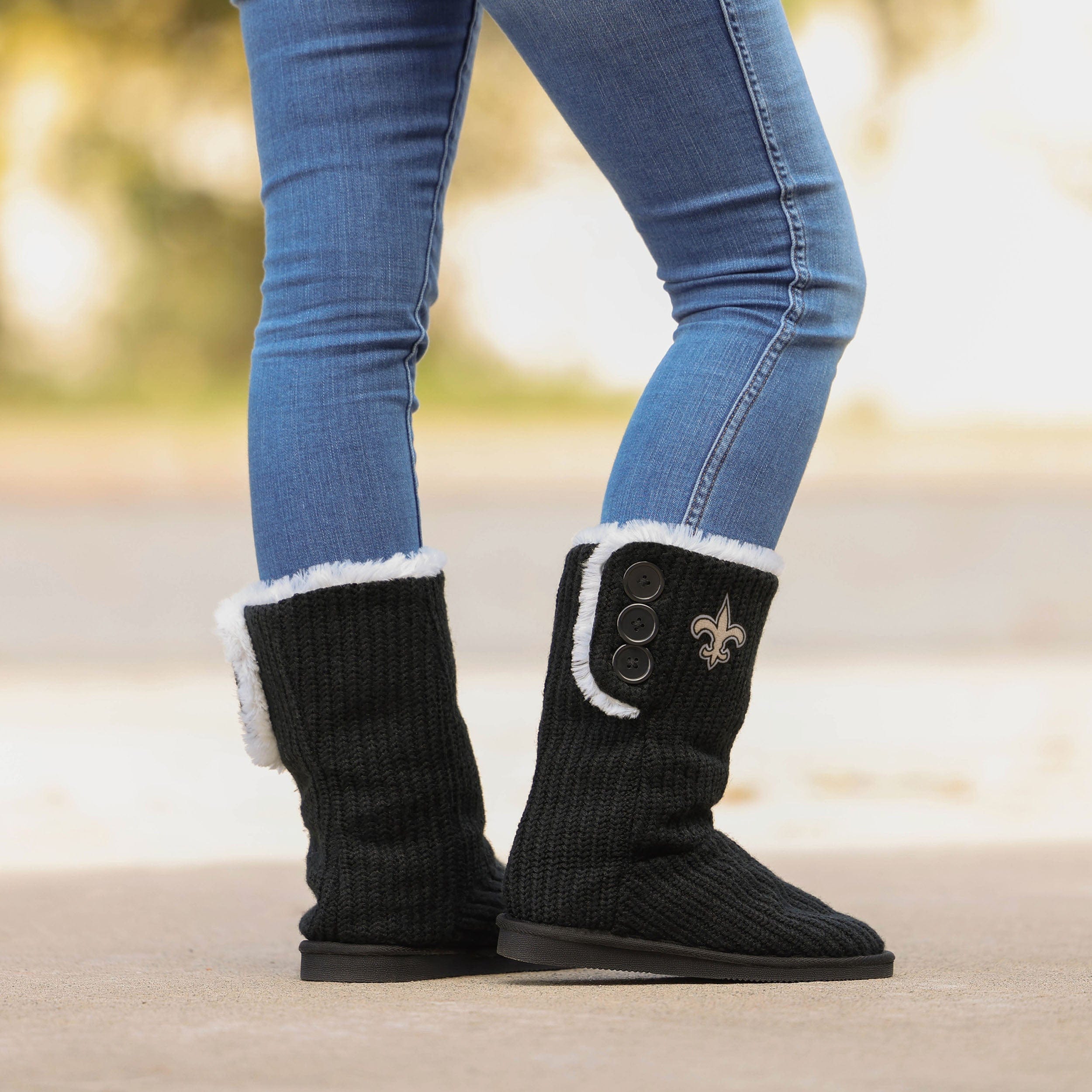 Luxury New Orleans Saints Knit Button Boot Slippers - Show Your Team Spirit!