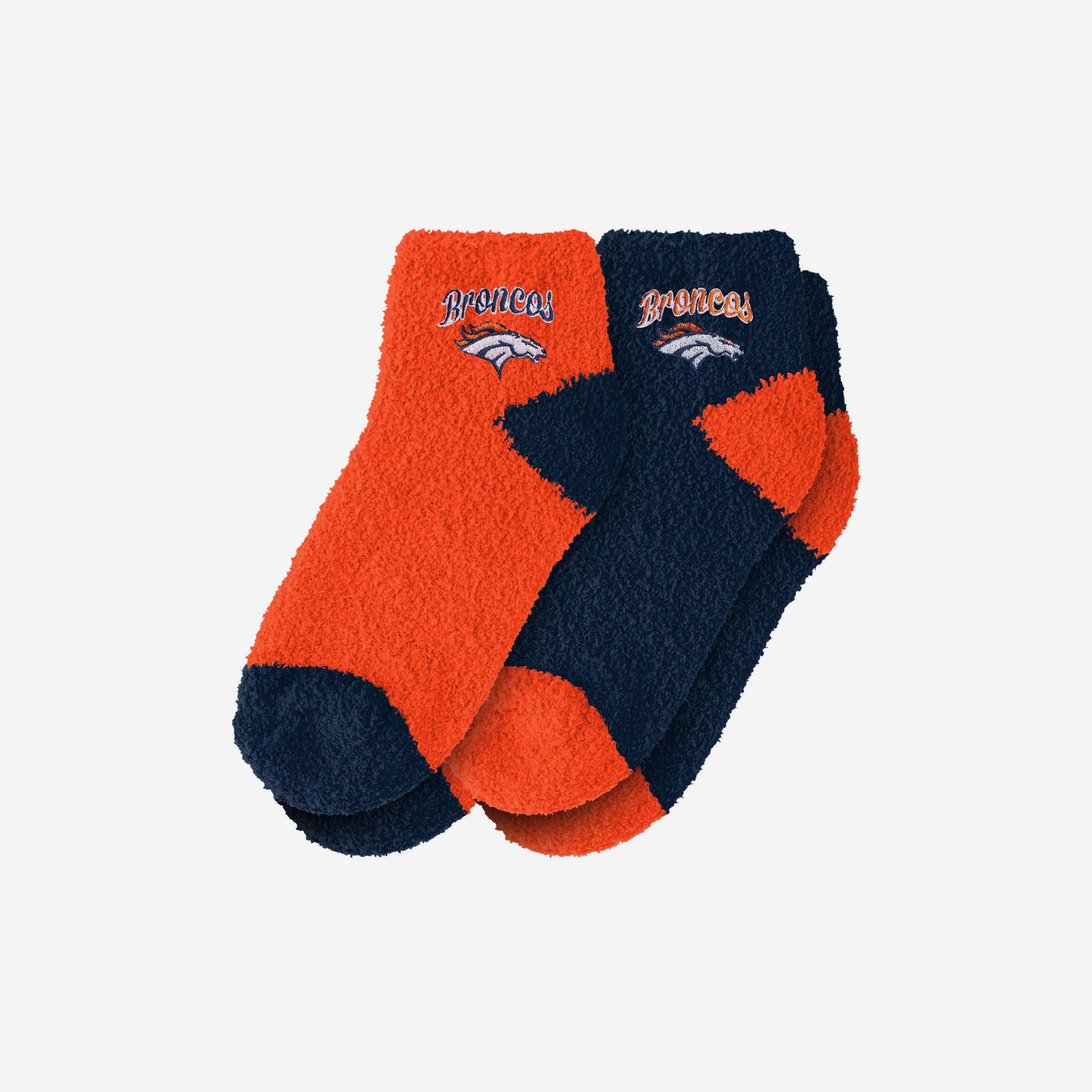 Denver Broncos Women's 2-Pack Fuzzy Script Logo Ankle Socks - Double the Team Spirit!