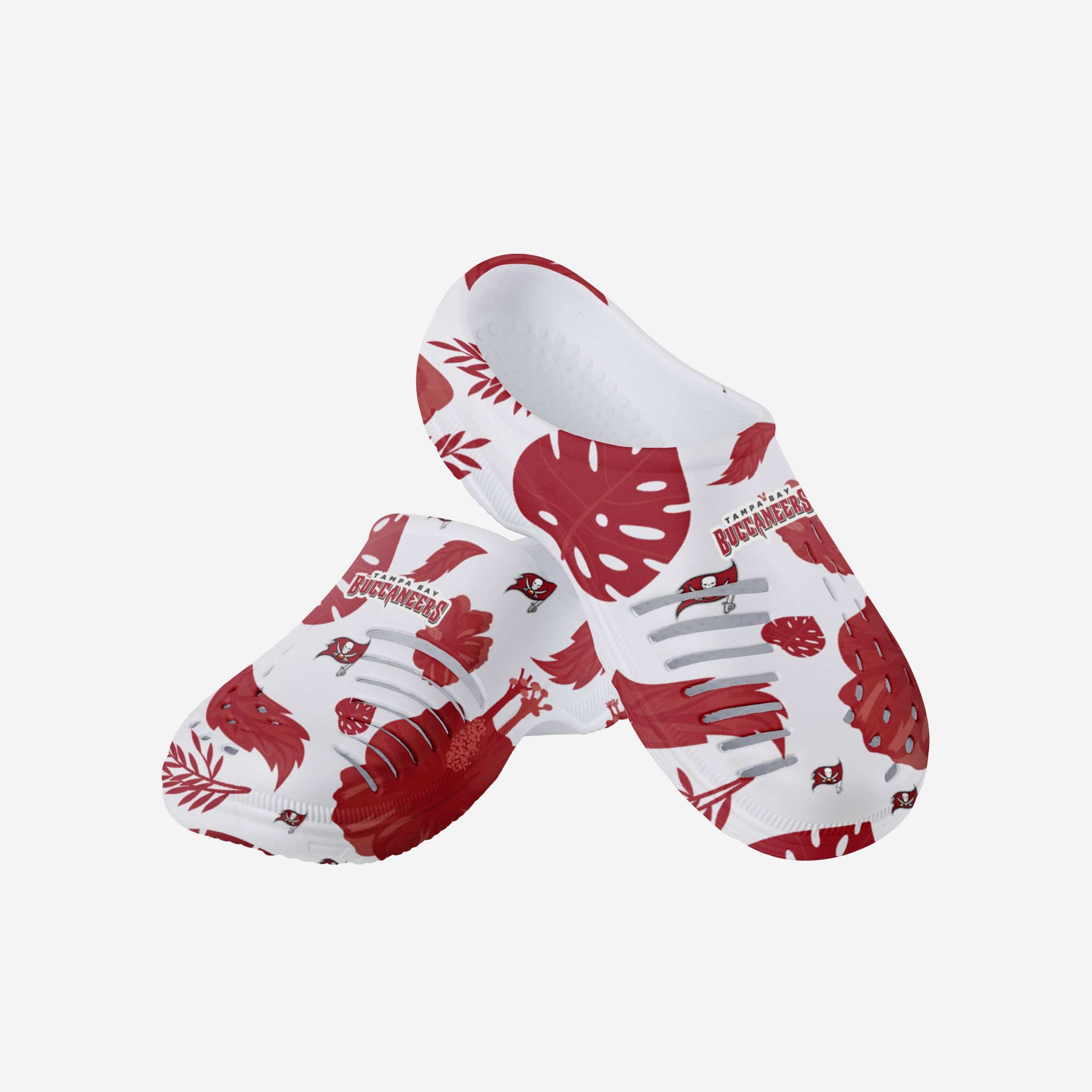 Stylish Tampa Bay Buccaneers Women's Floral White Clogs - Show Your Team Spirit!