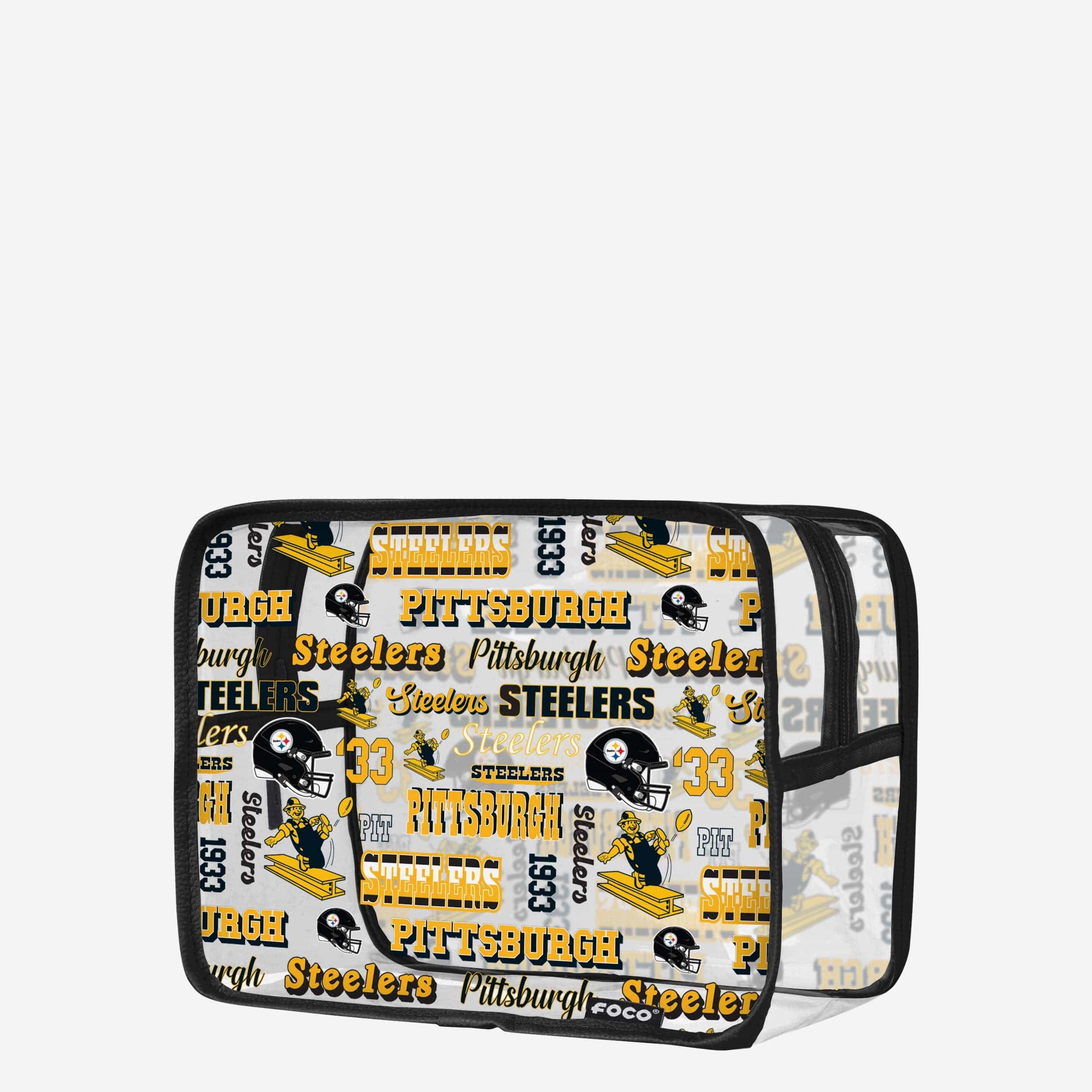 Pittsburgh Steelers Stunning Retro Print Clear Cosmetic Bag - Show Your Fandom!