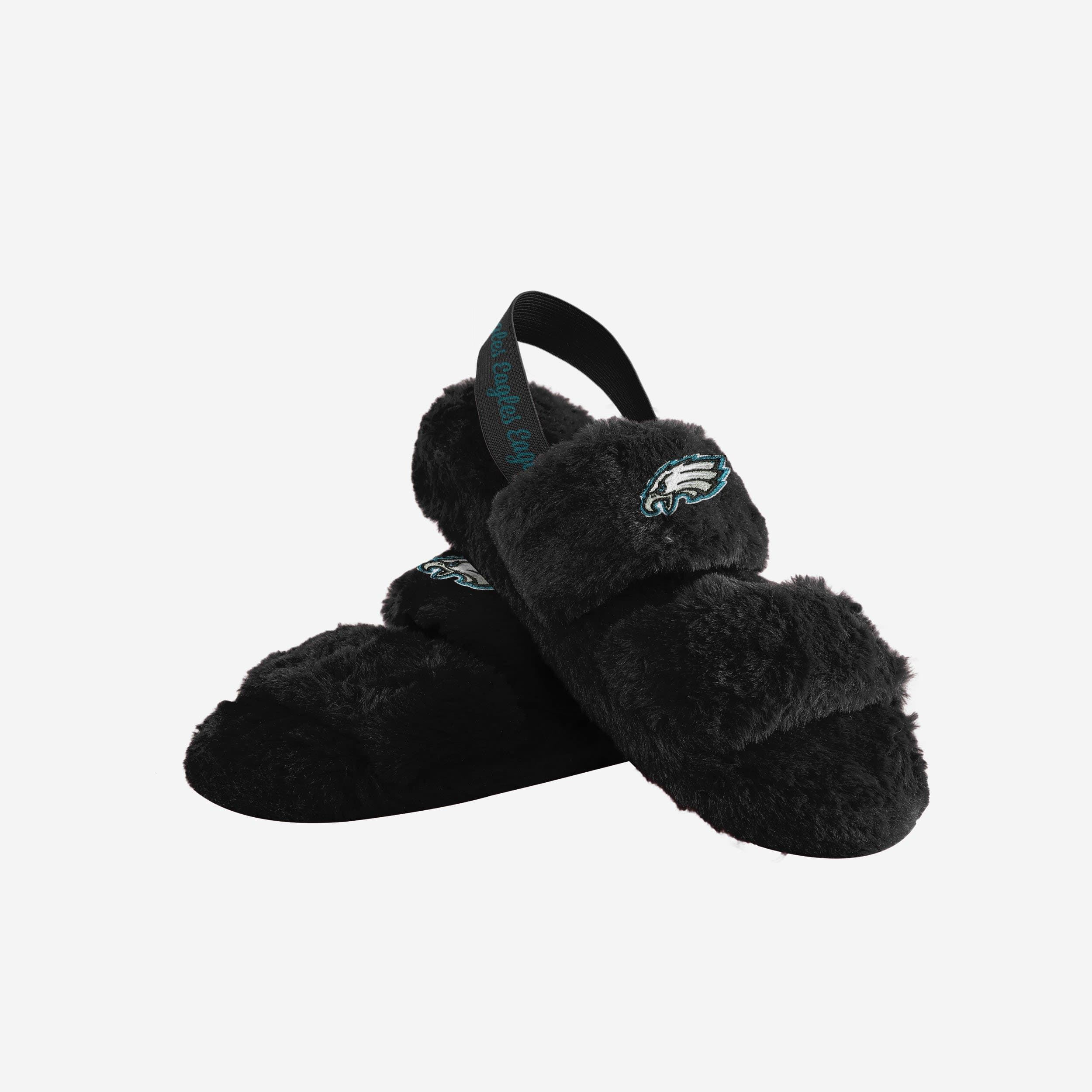 Stylish Philadelphia Eagles Women's Fur Slide with Heel Strap and Wordmark