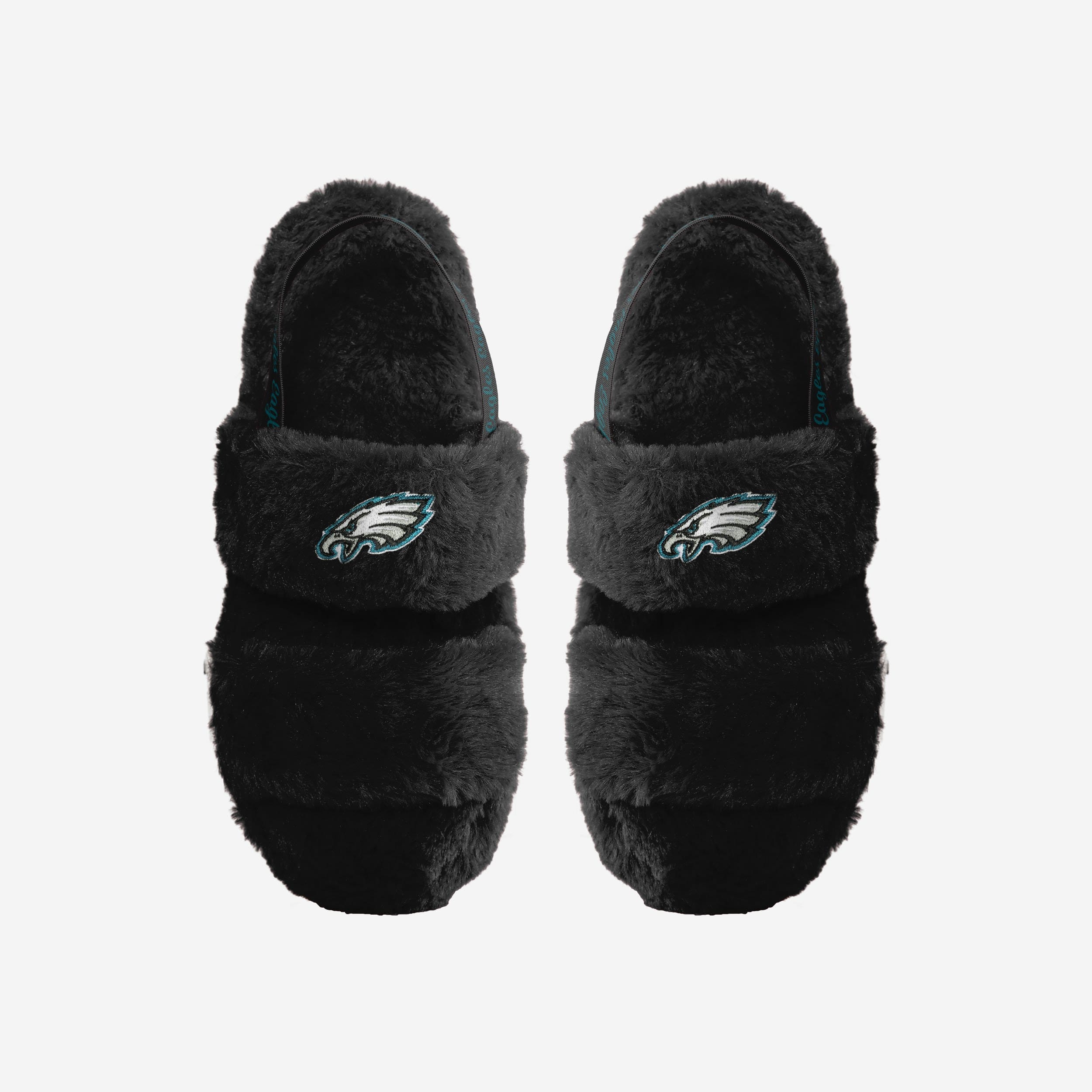 Stylish Philadelphia Eagles Women's Fur Slide with Heel Strap and Wordmark