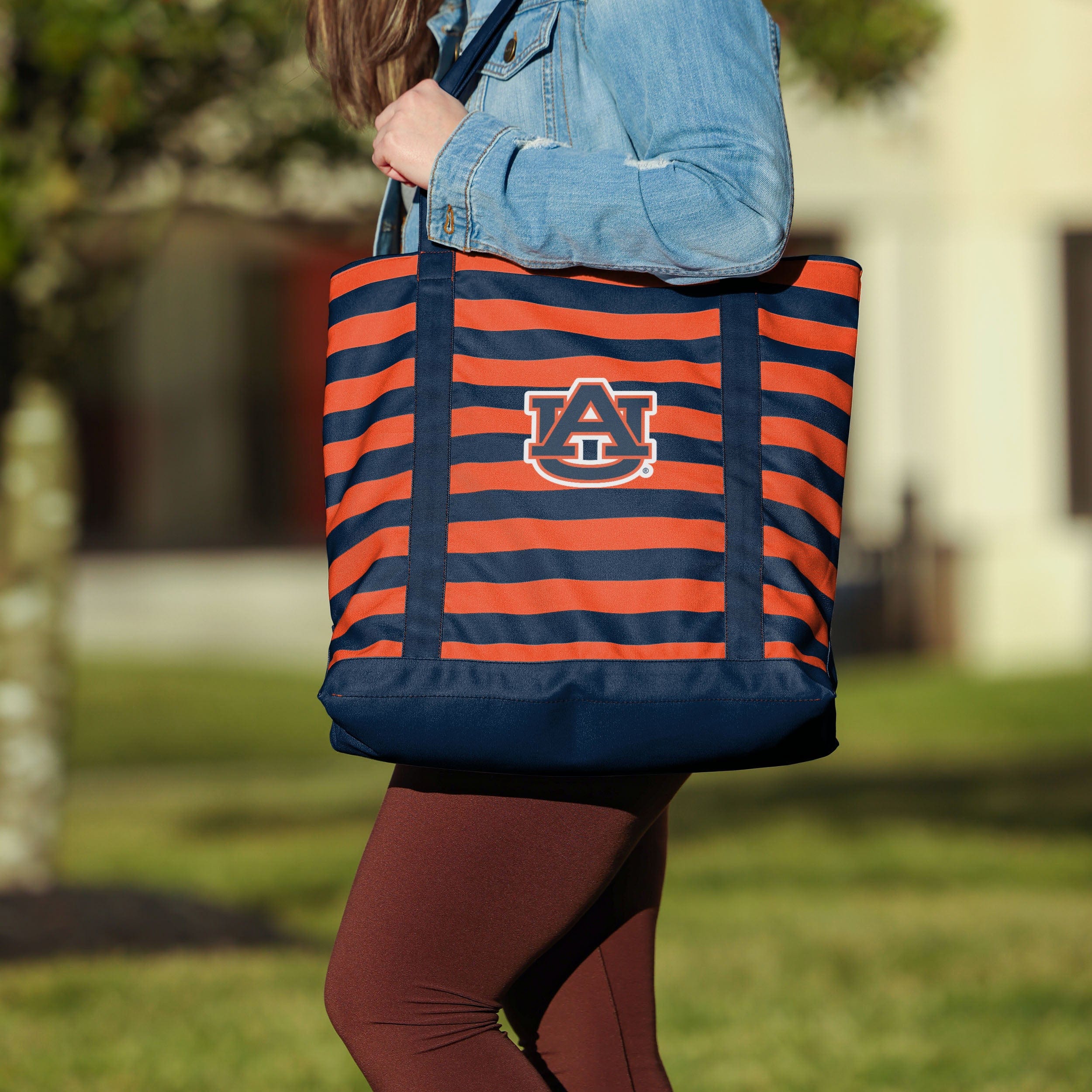 Auburn Tigers Team Stripe Canvas Tote Bag - Show Your Fandom!